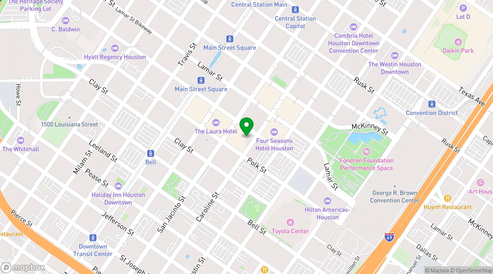 Map showing House of Blues Houston