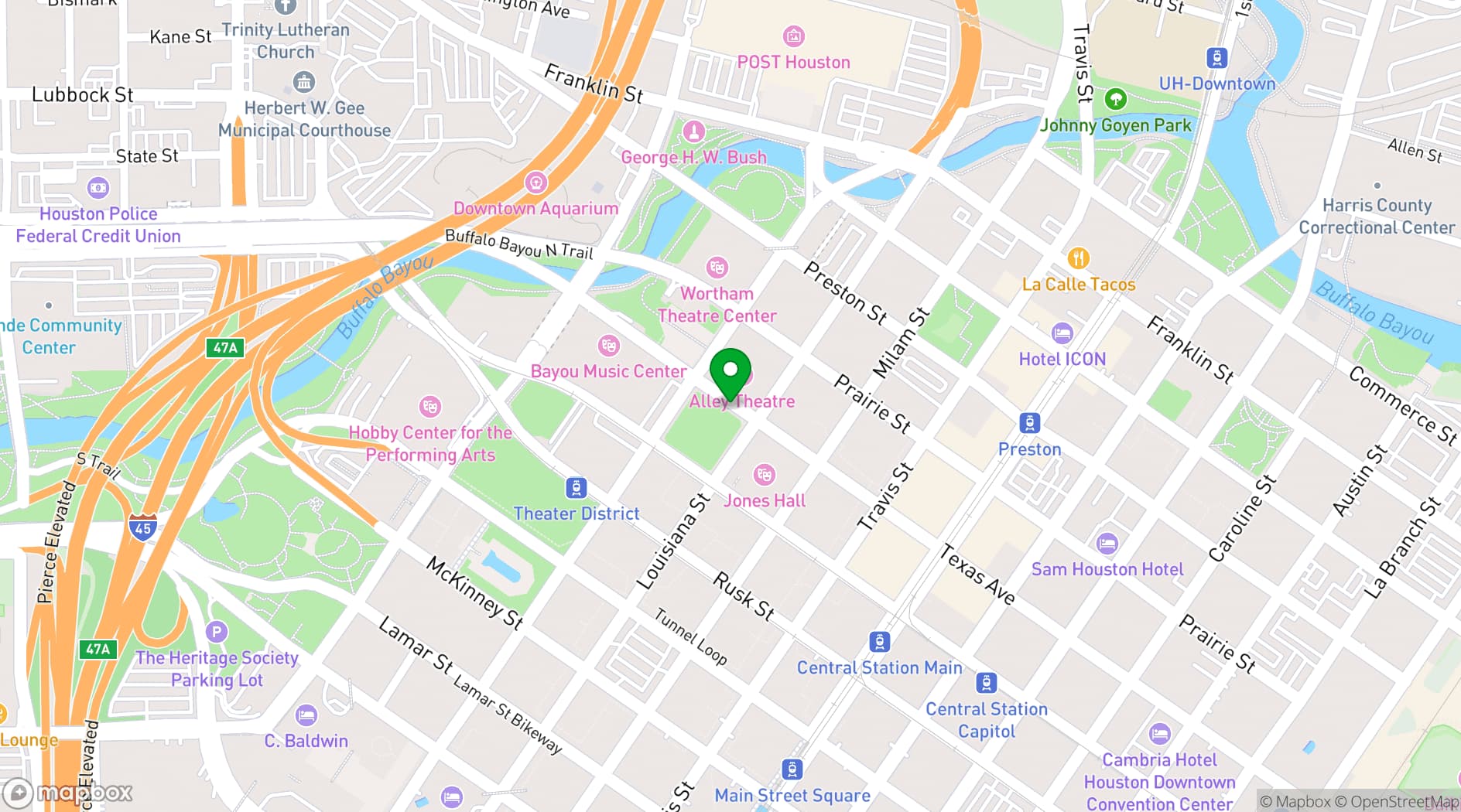 Map showing Alley Theatre