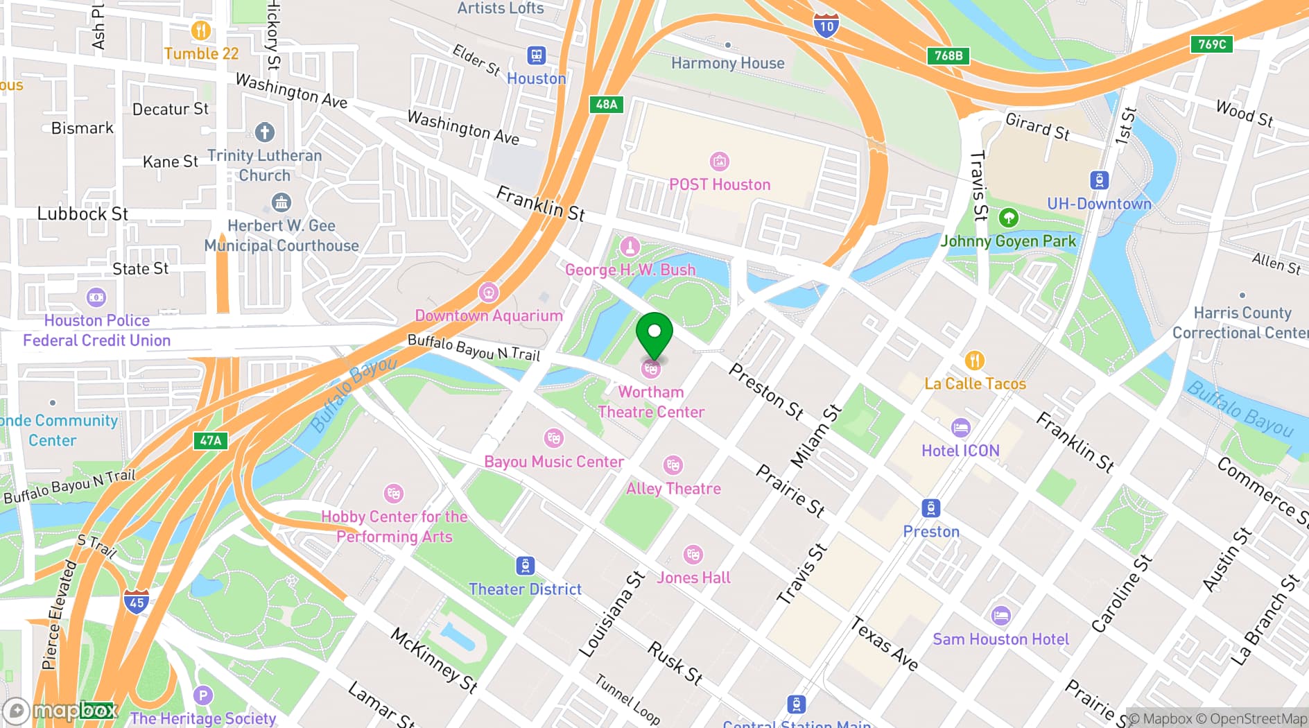Map showing Houston Grand Opera