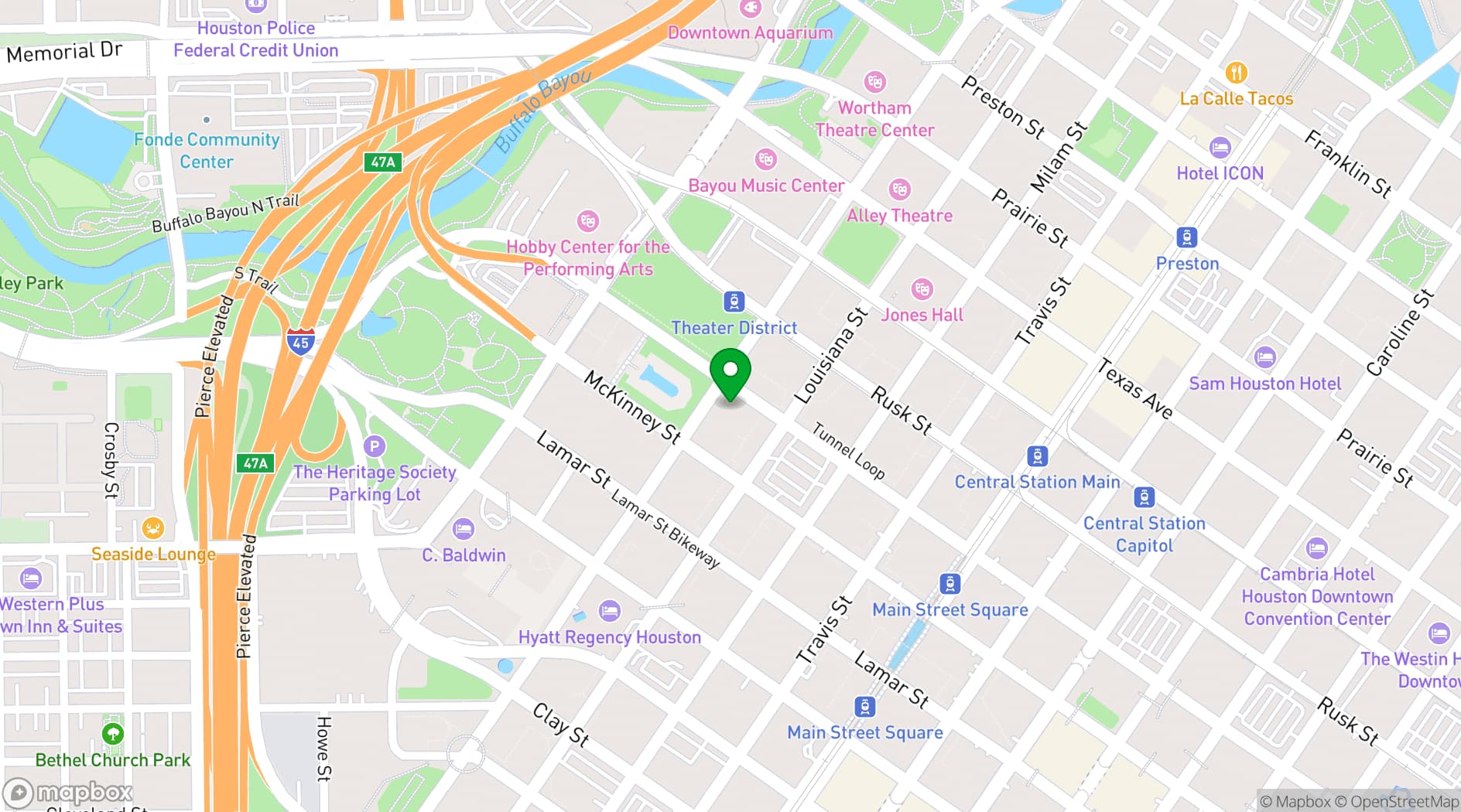 Map showing The Houston Club