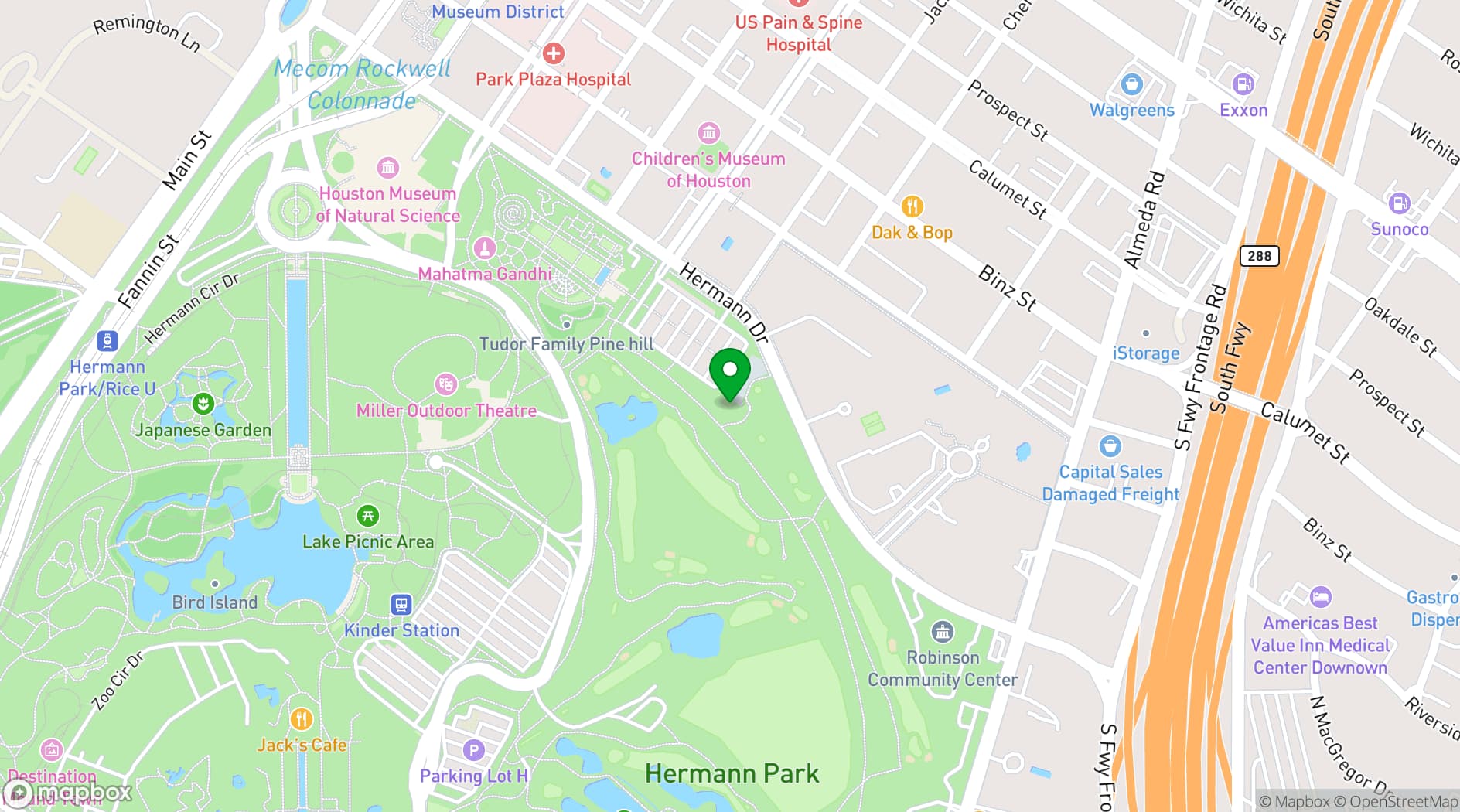 Map showing Hermann Park Conservancy