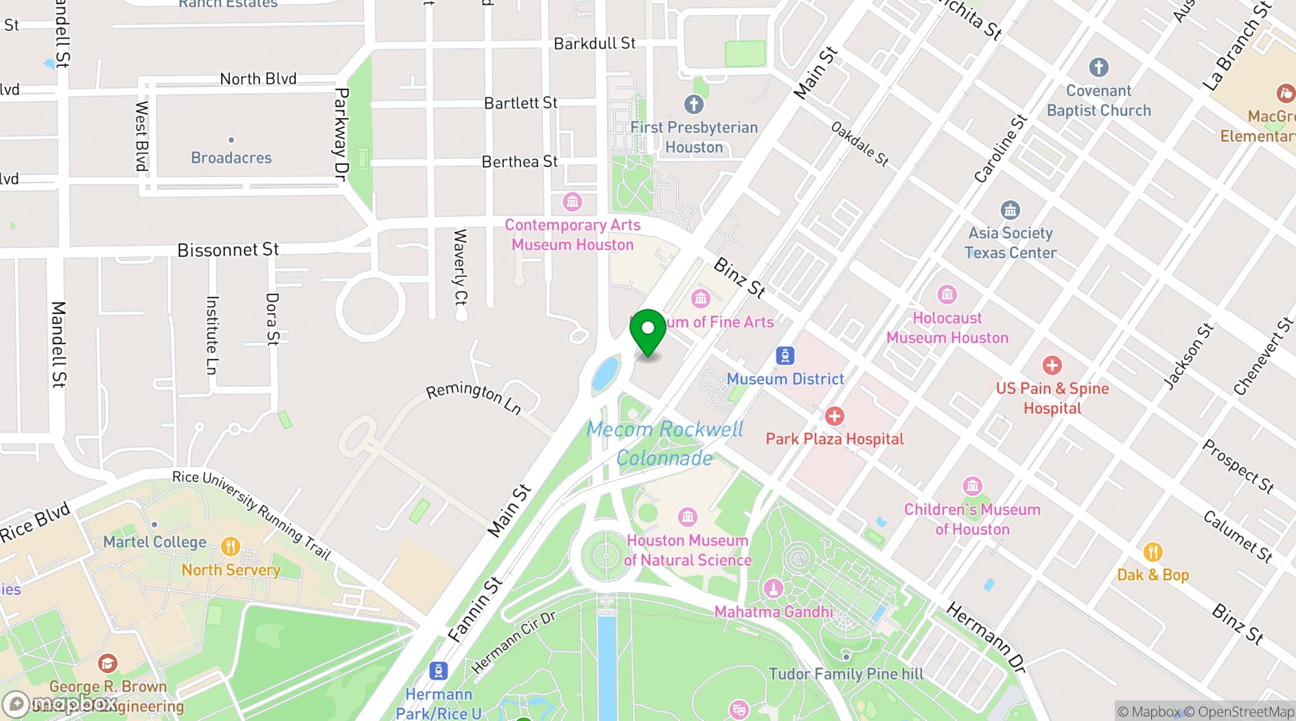 Map showing Hotel ZaZa Houston Museum District