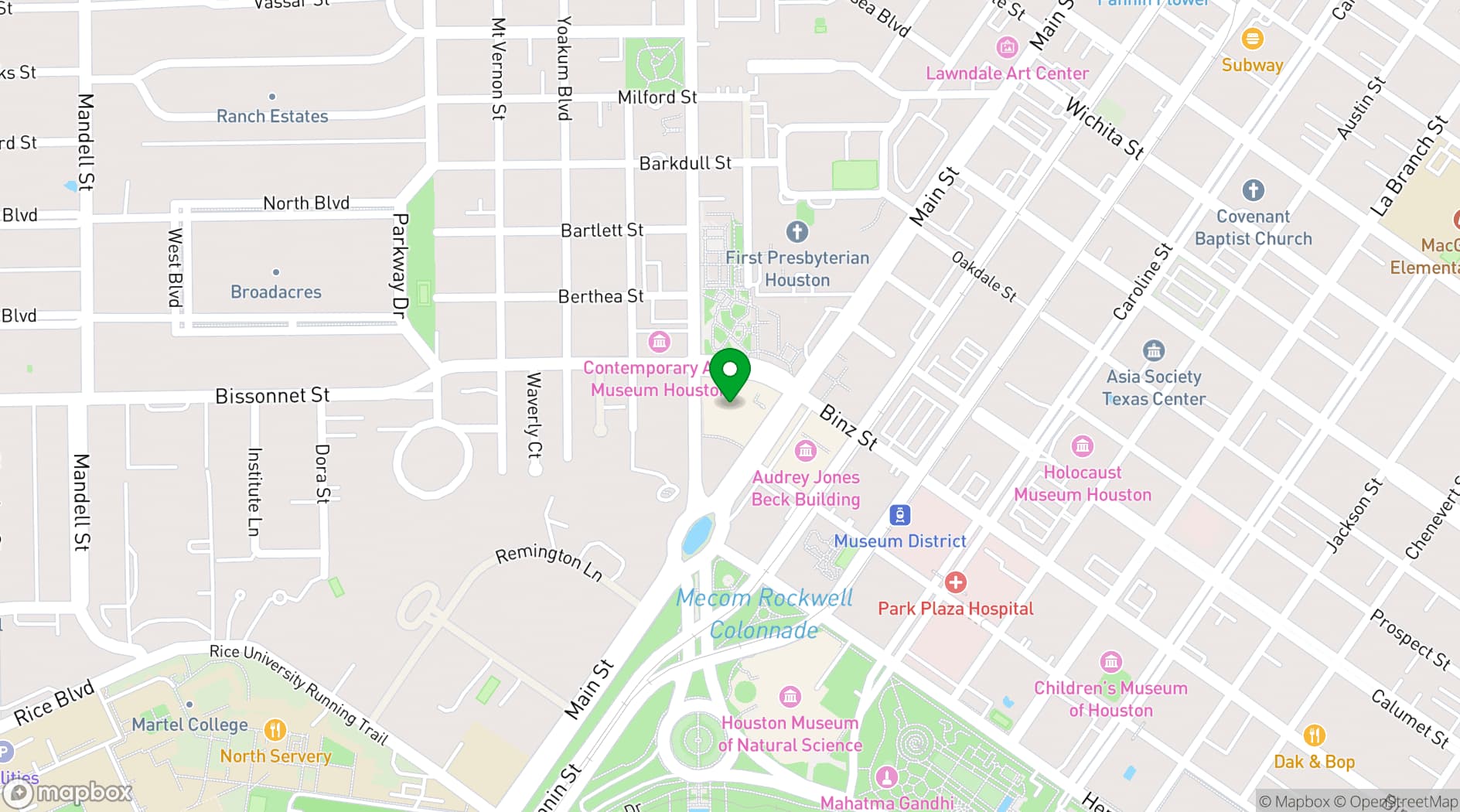 Map showing The Museum of Fine Arts, Houston