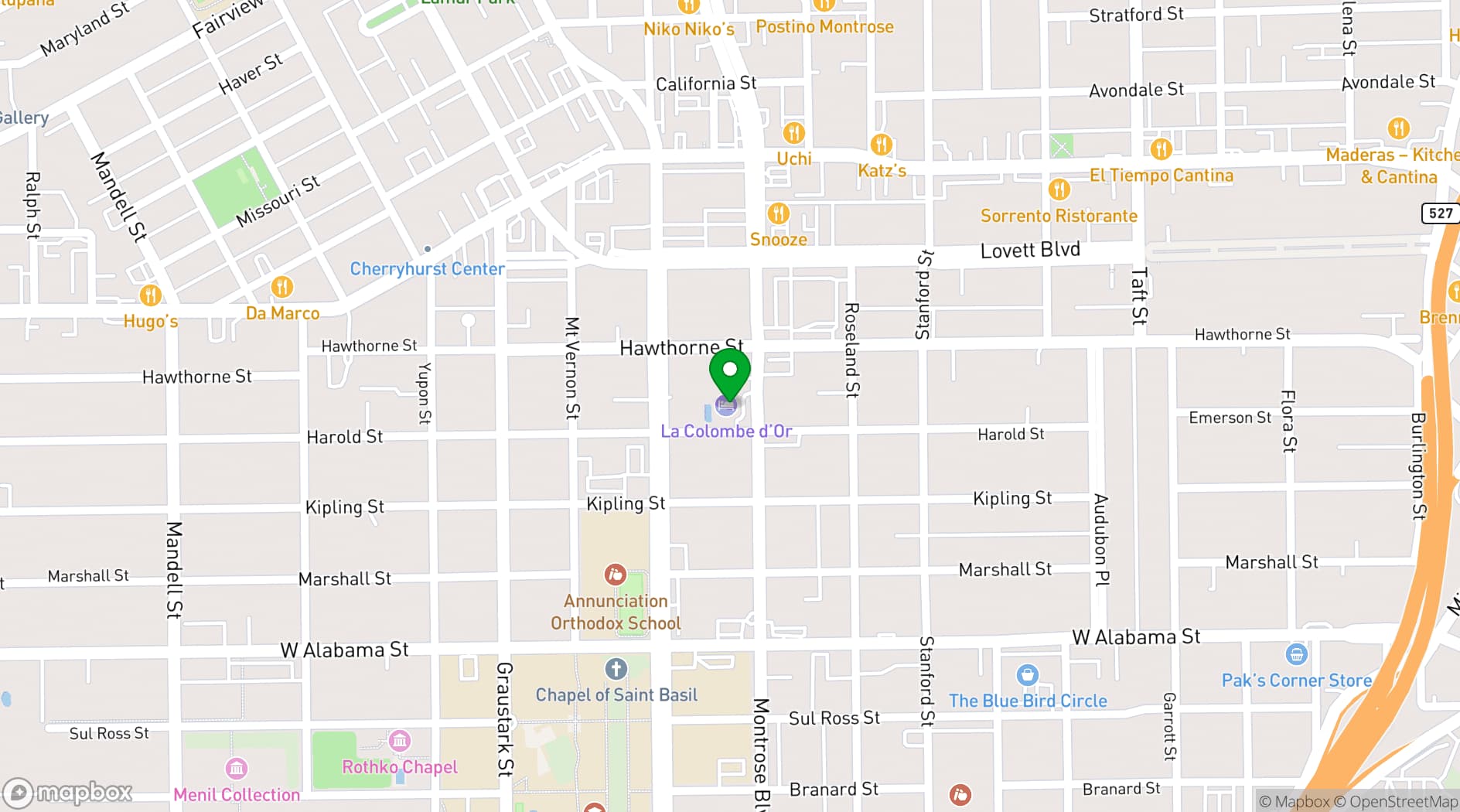 Map showing La Colombe d'Or