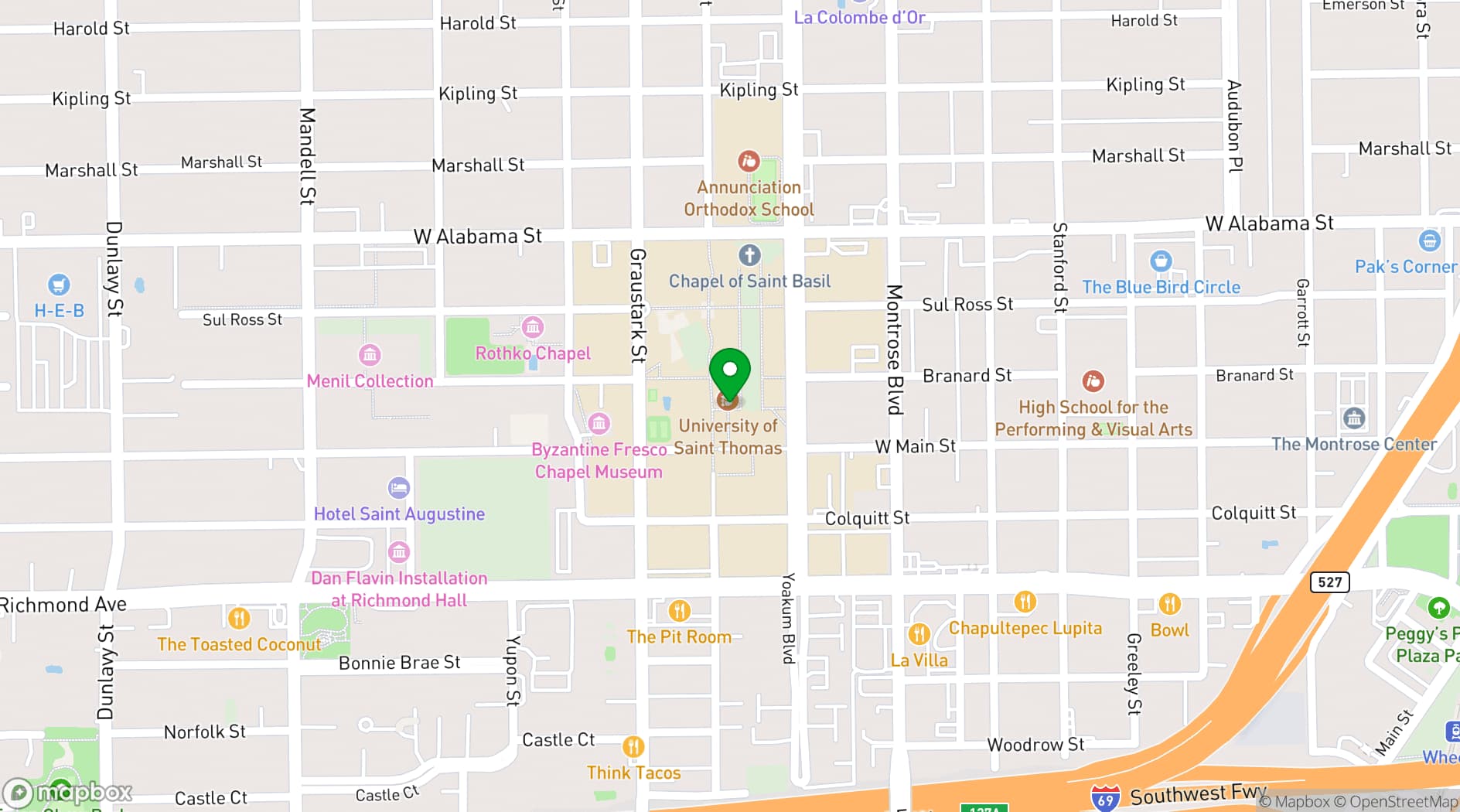 Map showing University of St. Thomas