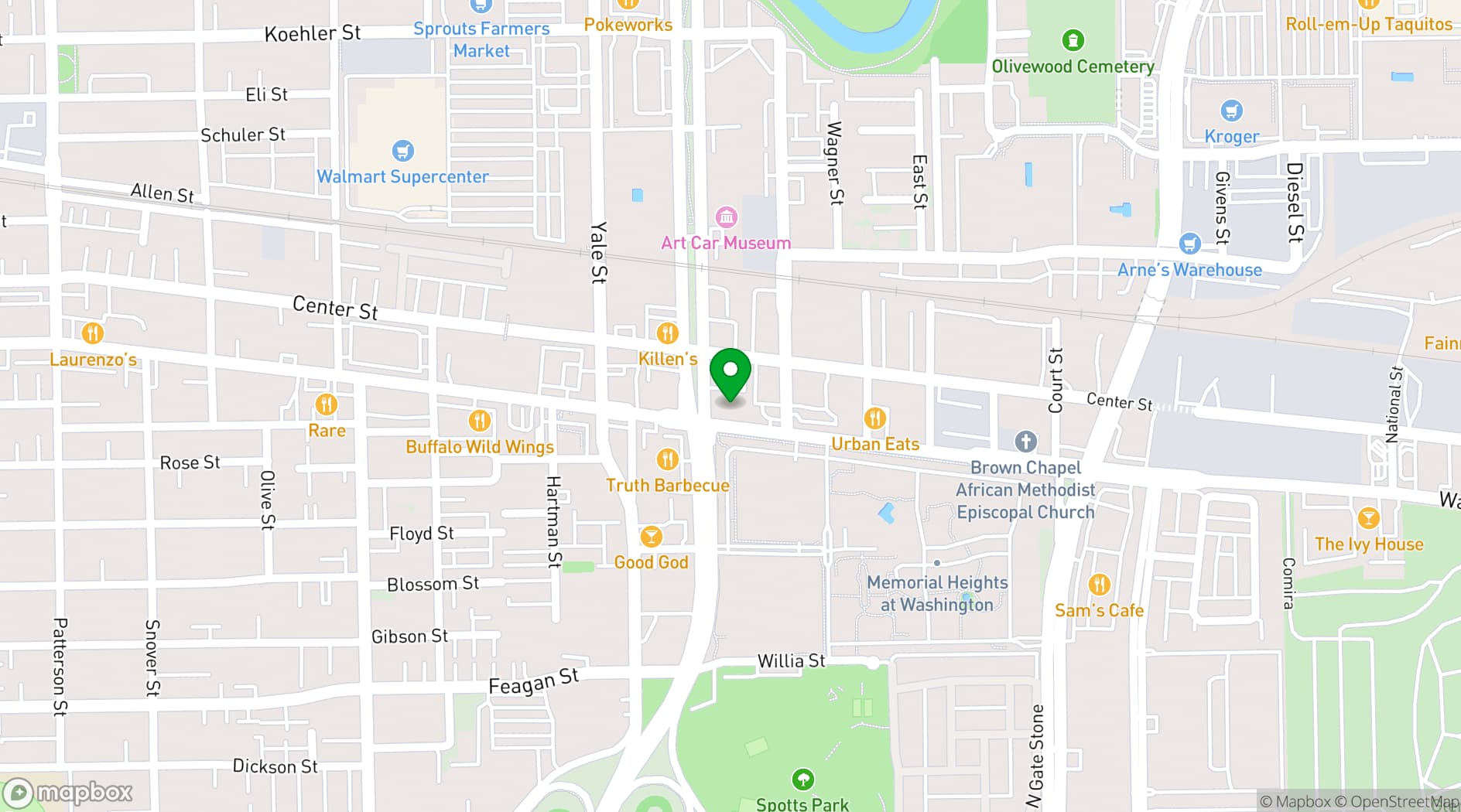 Map showing Rockefellers Houston