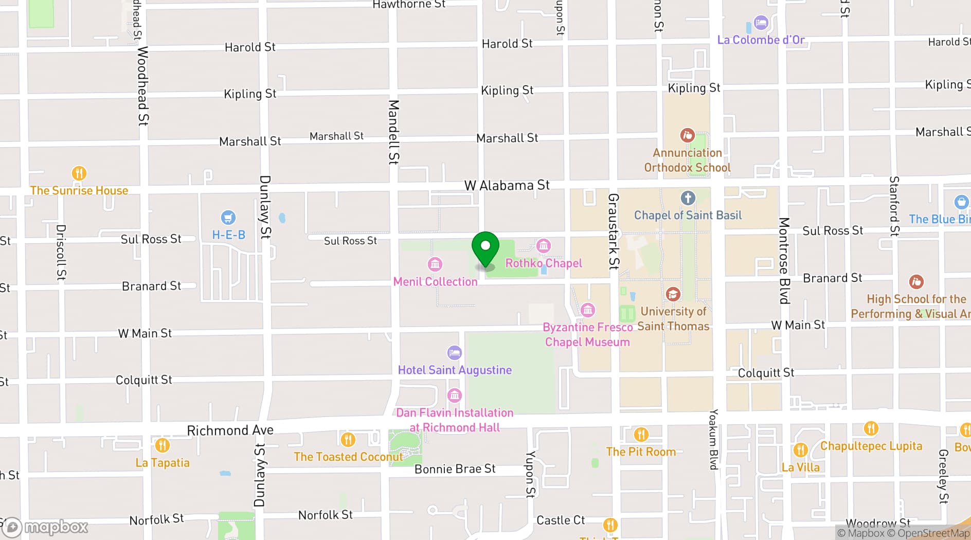 Map showing The Menil Collection