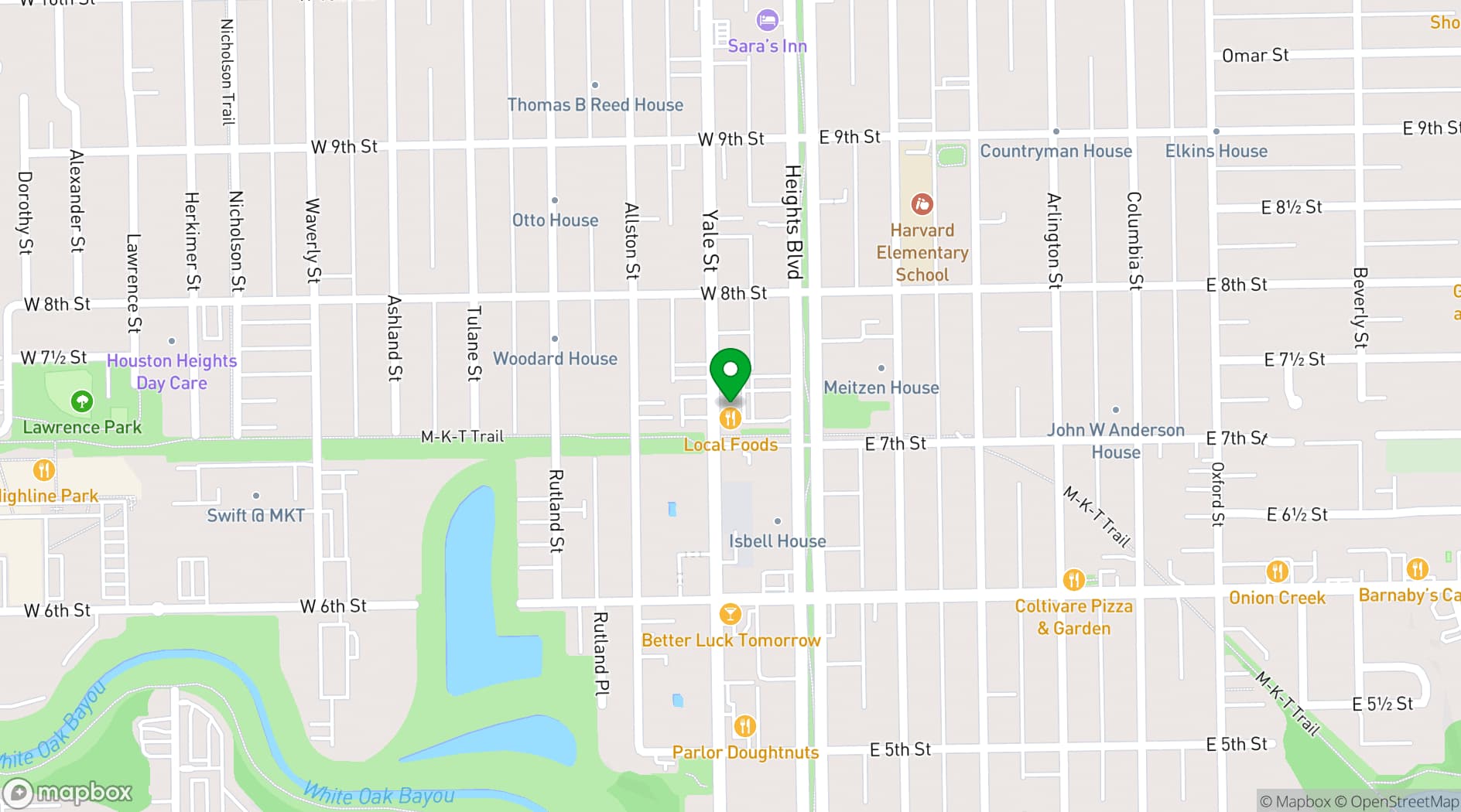Map showing Heights Mercantile
