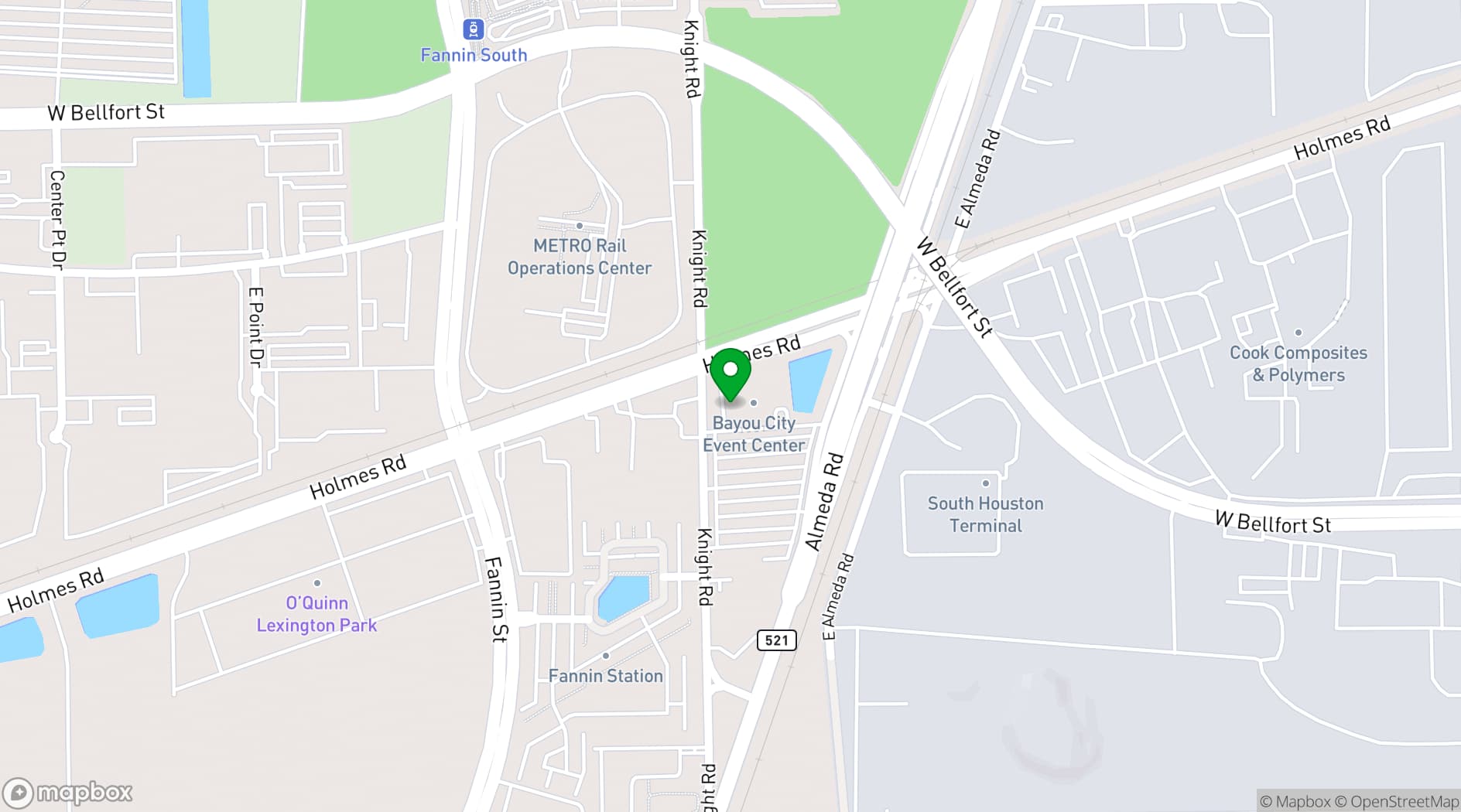 Map showing Bayou City Event Center