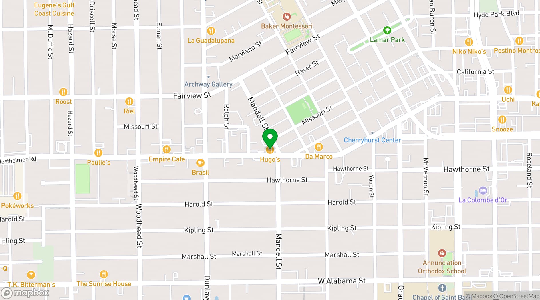 Map showing Hugo's