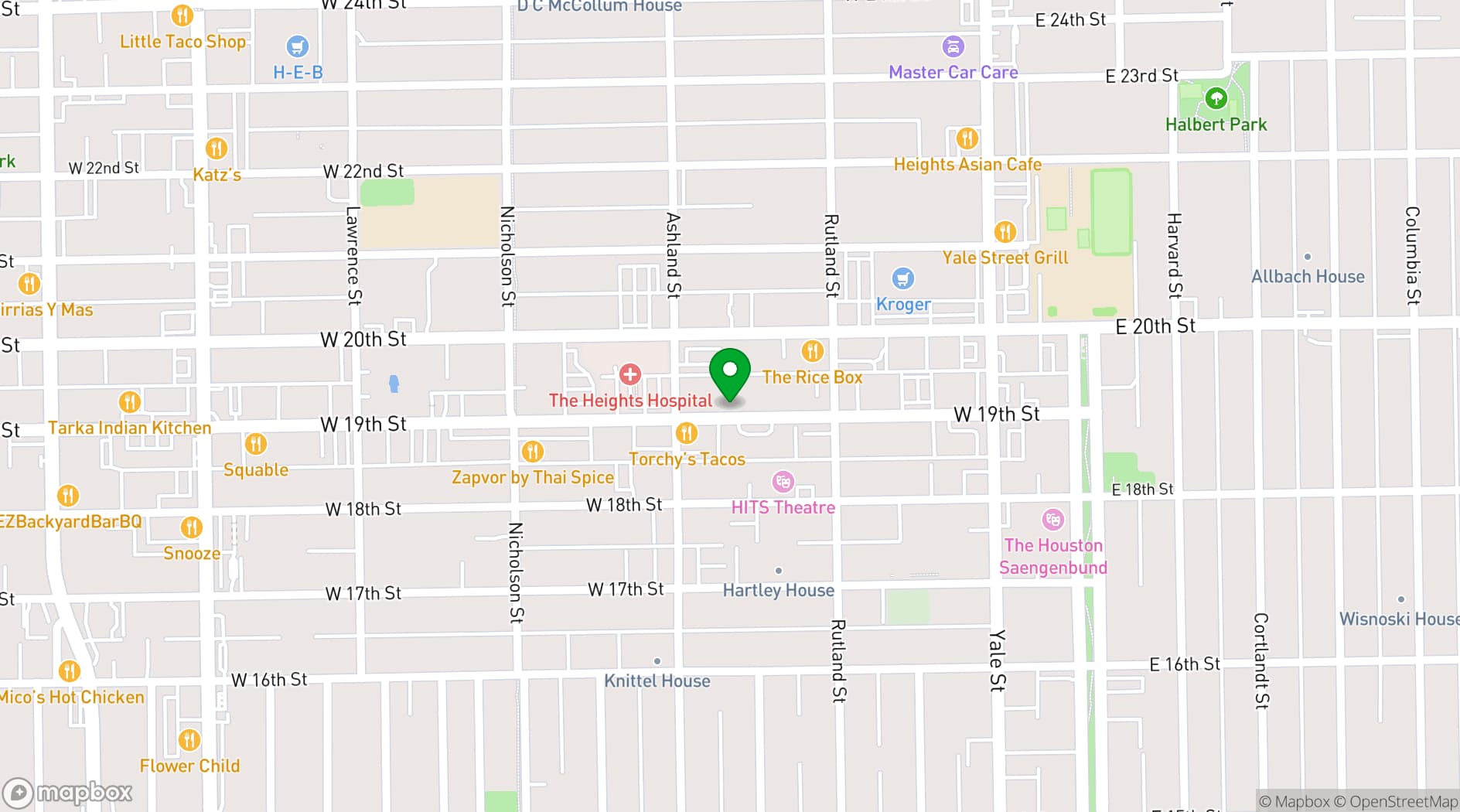 Map showing The Heights Theater