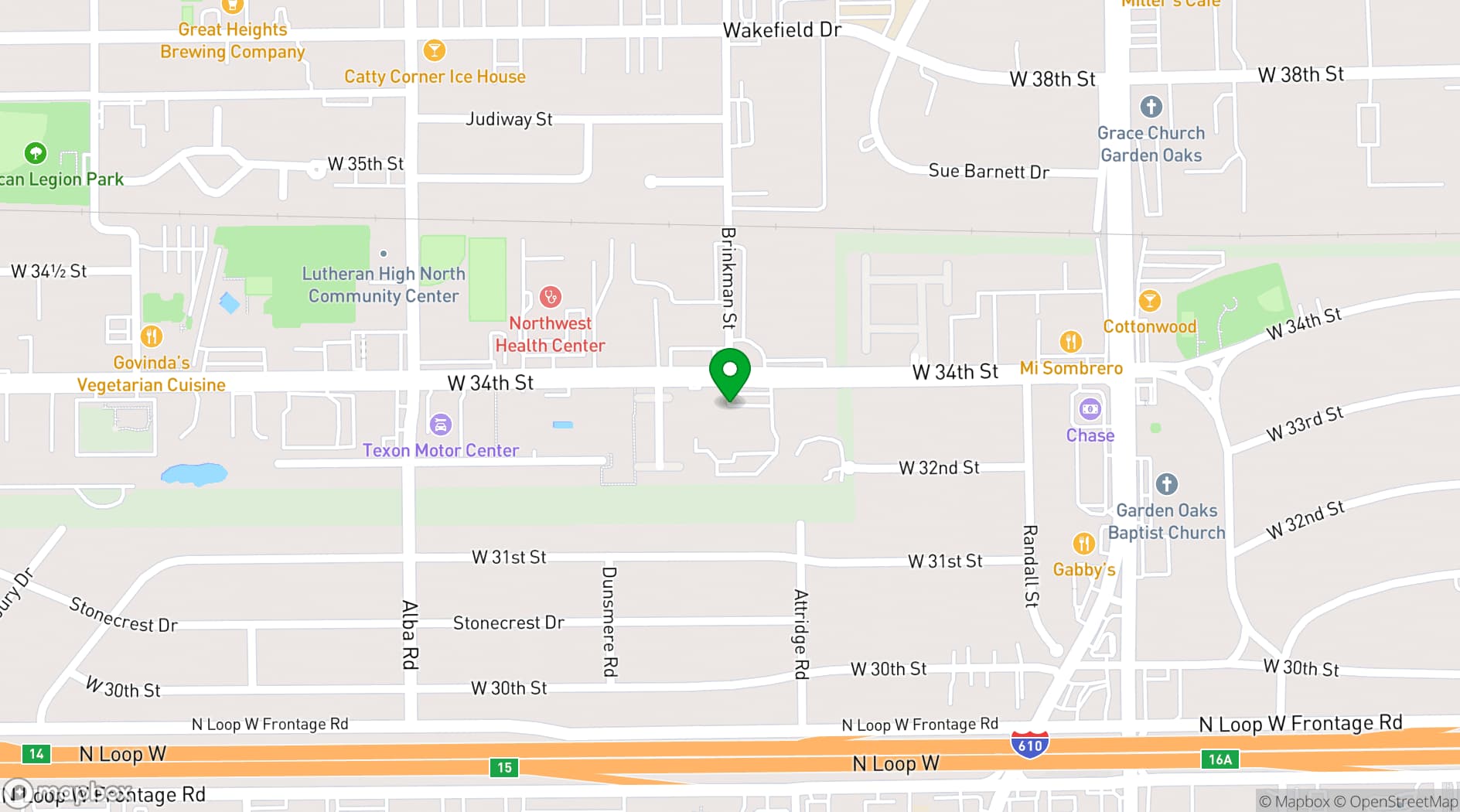 Map showing The Bell Tower on 34th