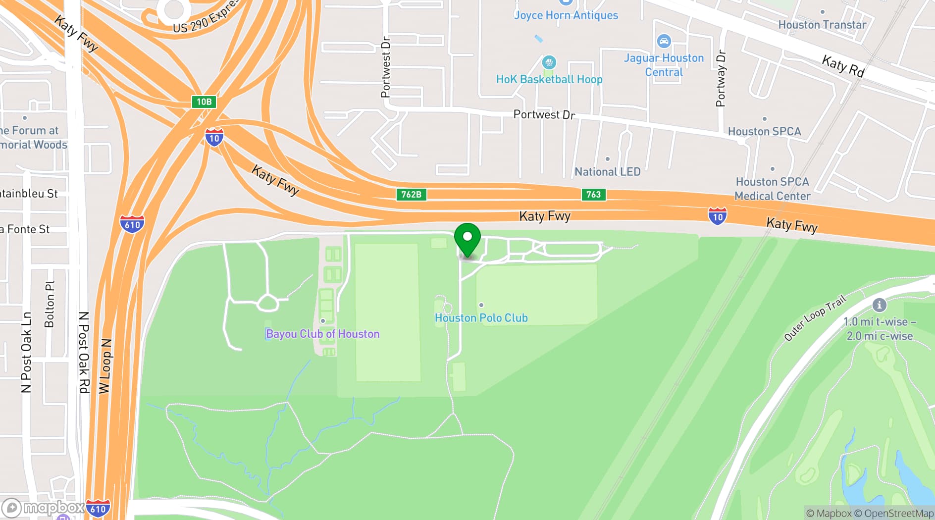 Map showing Houston Polo Club