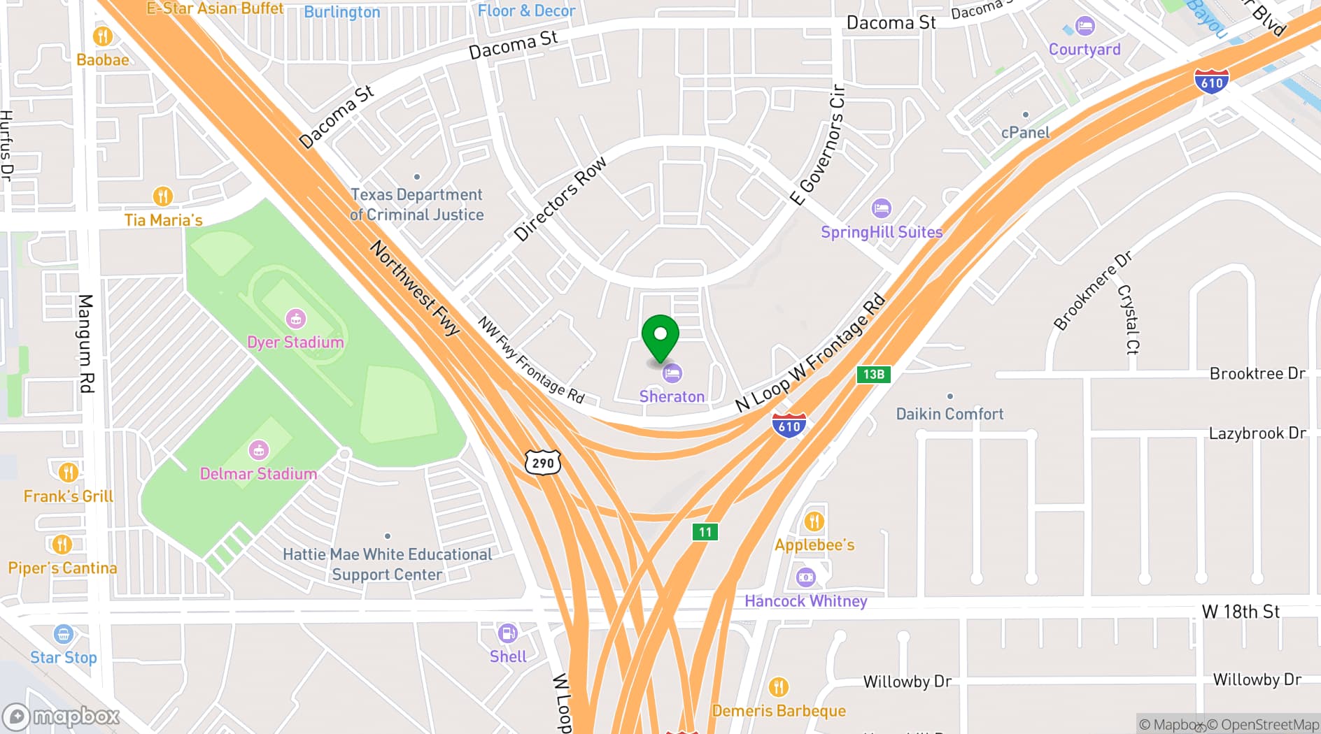 Map showing Sheraton Houston Brookhollow Hotel
