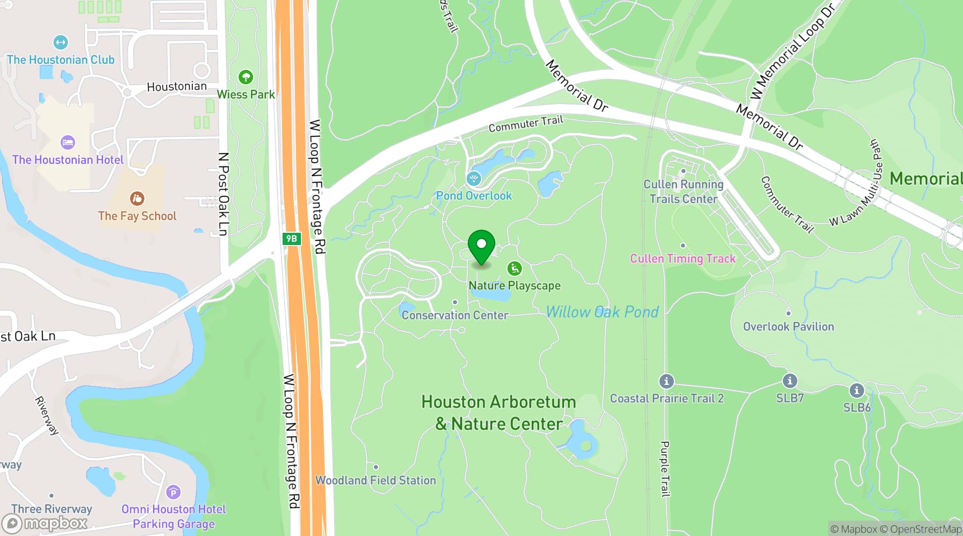 Map showing Houston Arboretum & Nature Center