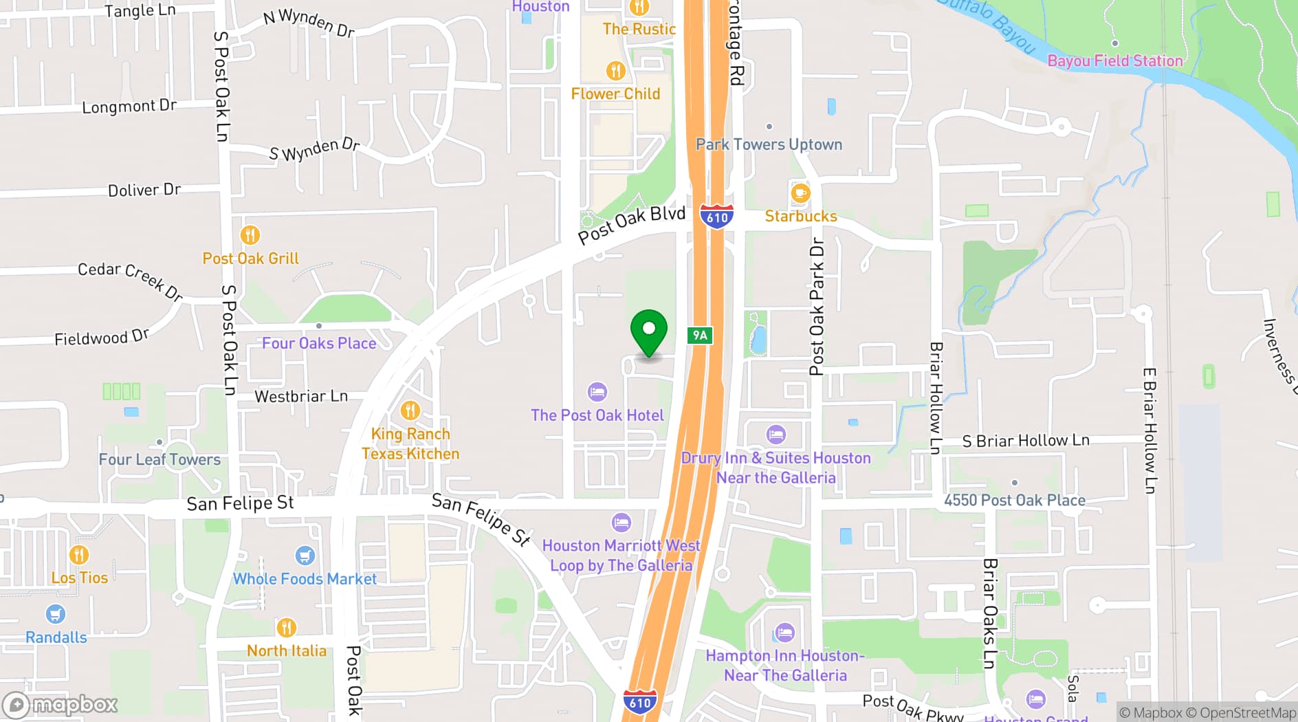Map showing The Post Oak Hotel