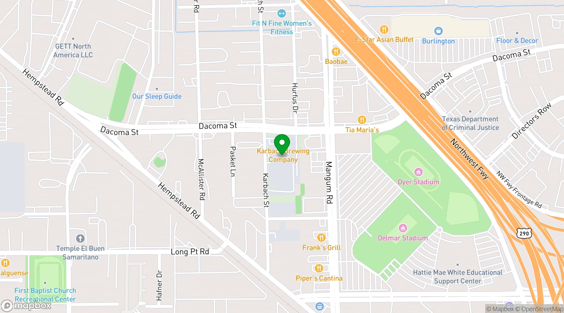 Map showing Karbach Brewing Co.