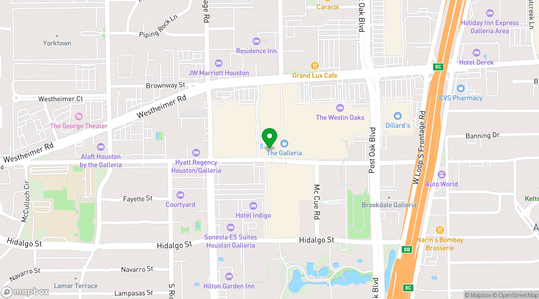 Map showing The Westin Galleria Houston