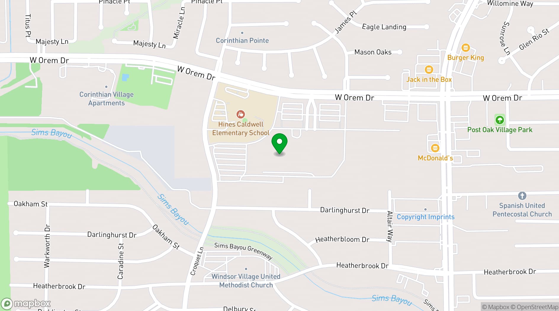 Map showing The KBC Houston