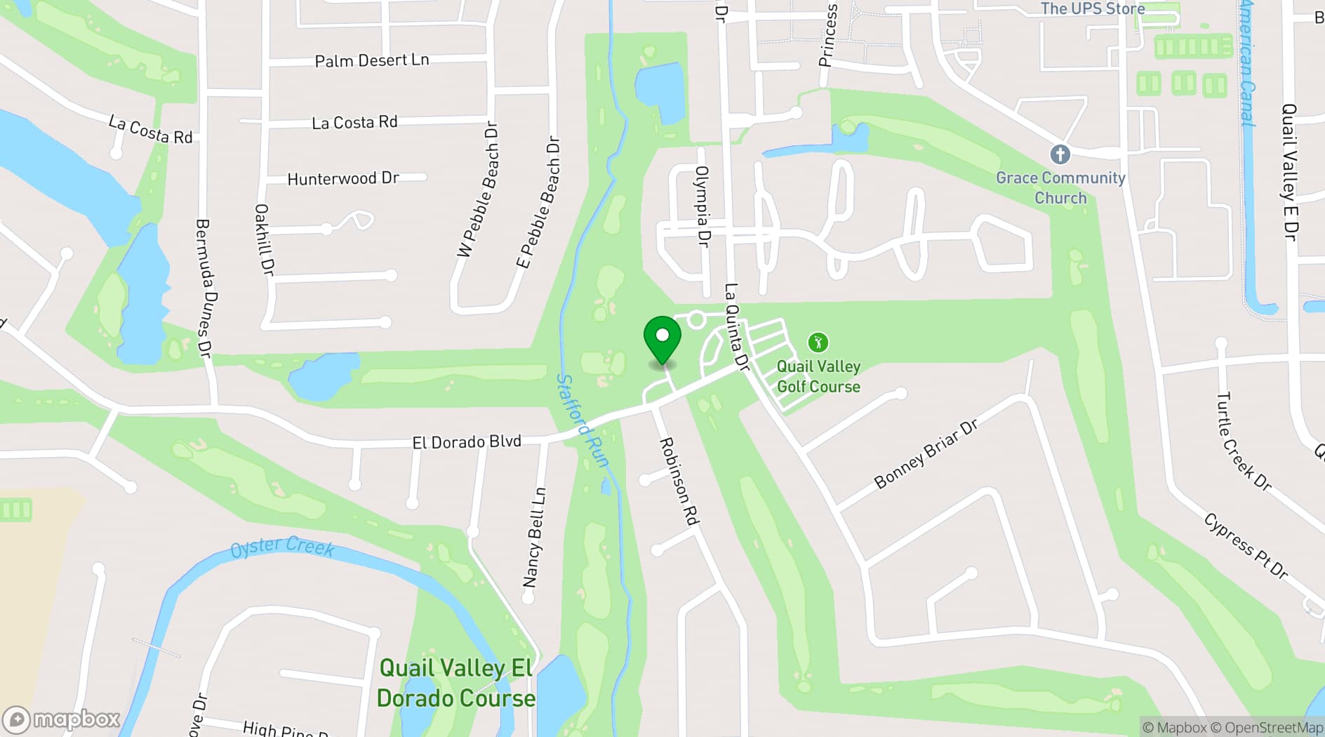 Map showing Quail Valley Golf & City Centre