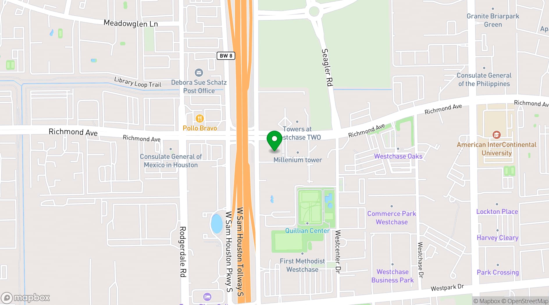 Map showing Houston West Chamber of Commerce