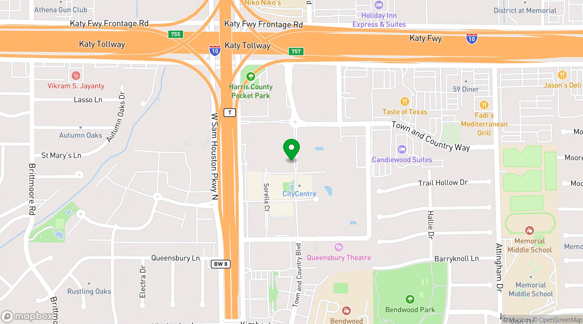 Map showing Red Oak Ballroom
