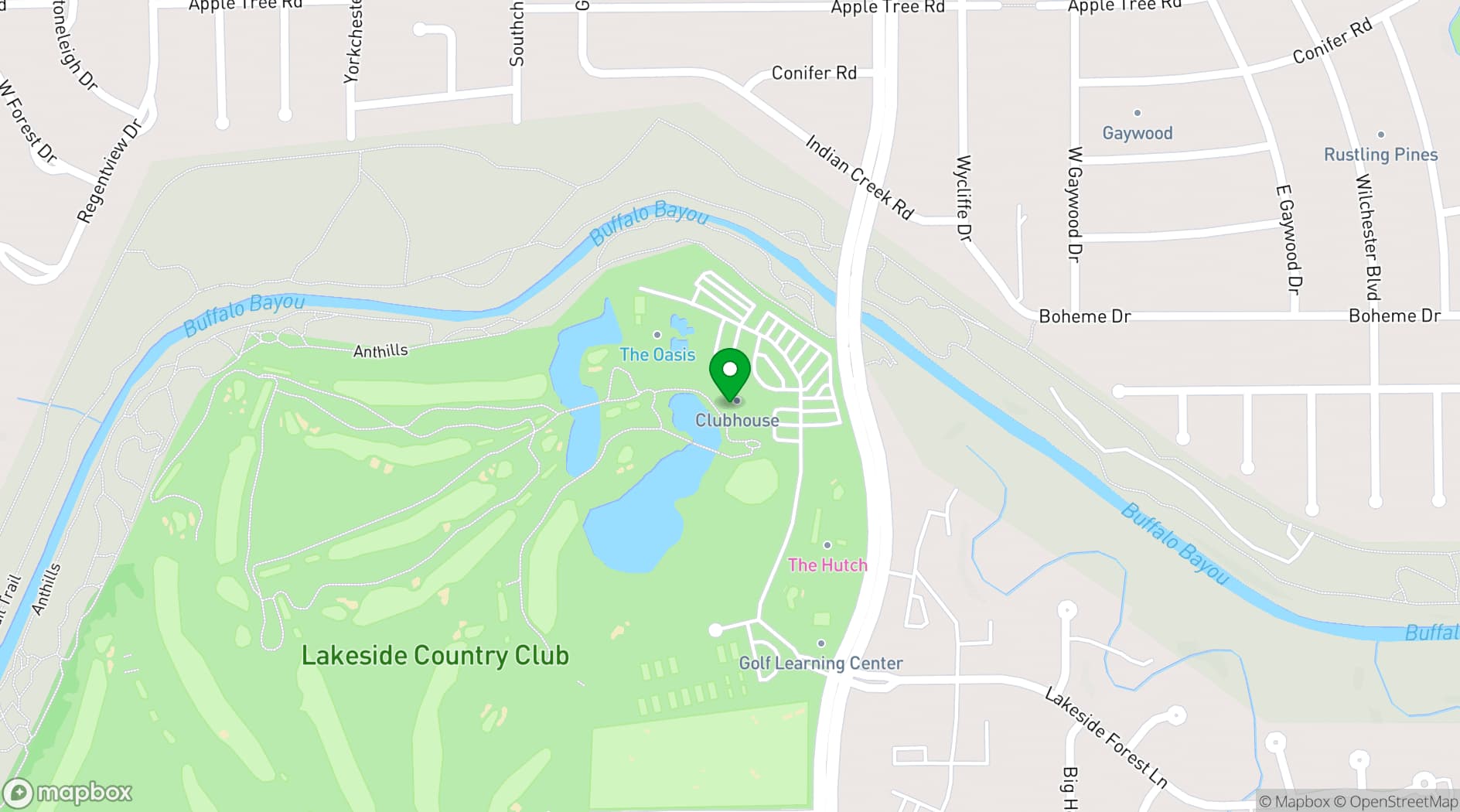 Map showing Lakeside Country Club