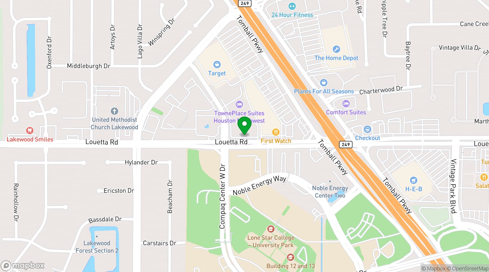 Map showing Courtyard Houston Northwest