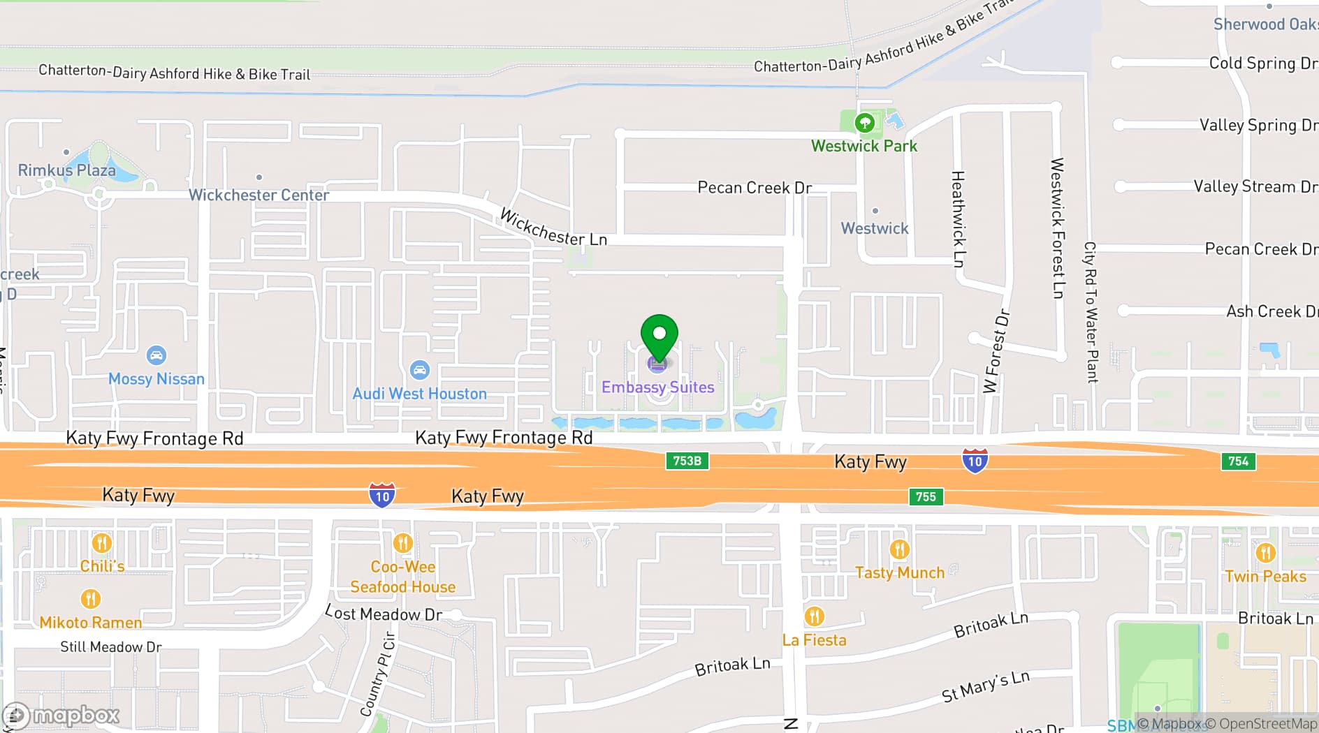 Map showing Embassy Suites by Hilton Houston Energy Corridor