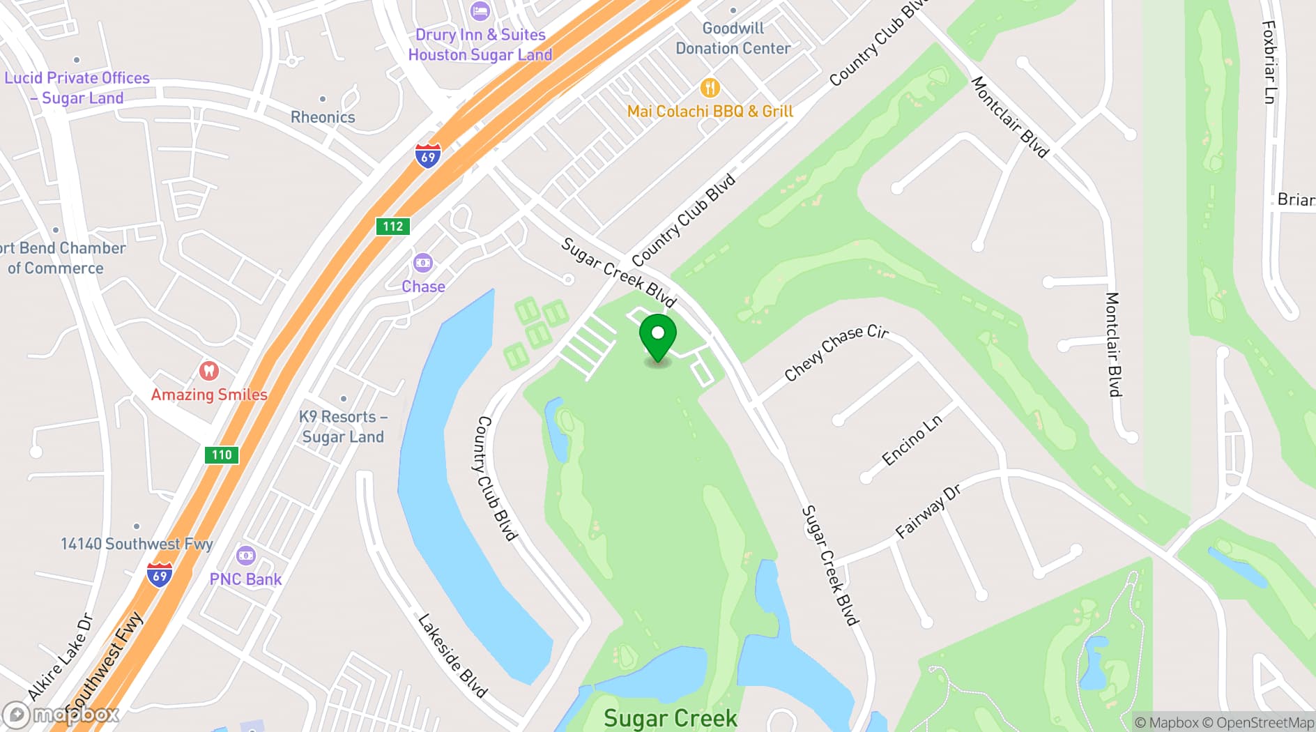 Map showing Sugar Creek Country Club