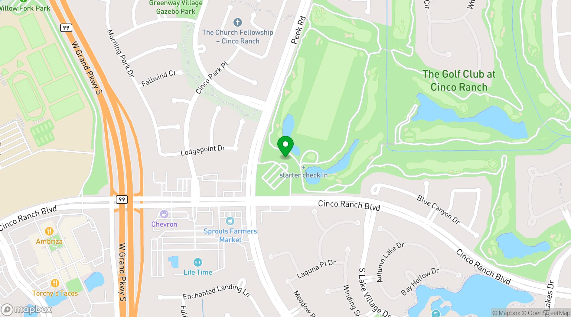Map showing The Golf Club at Cinco Ranch
