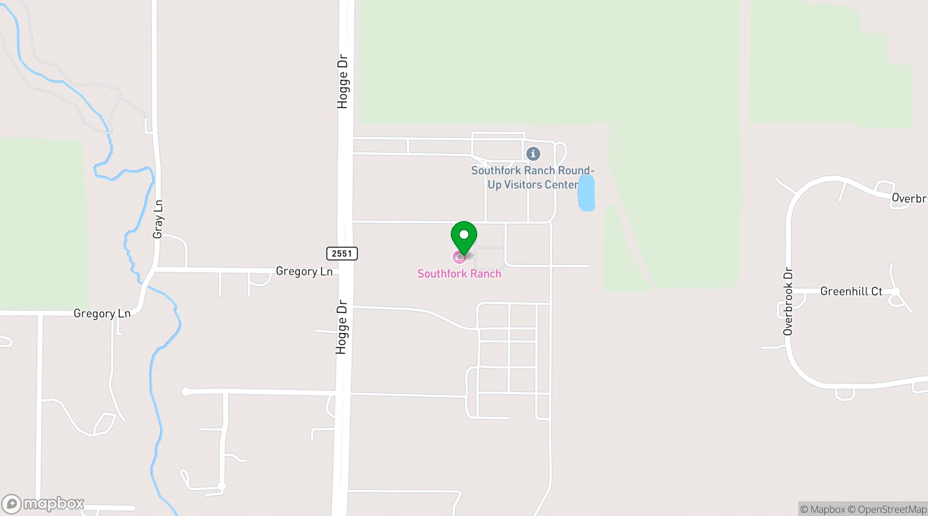 Map showing Southfork Ranch