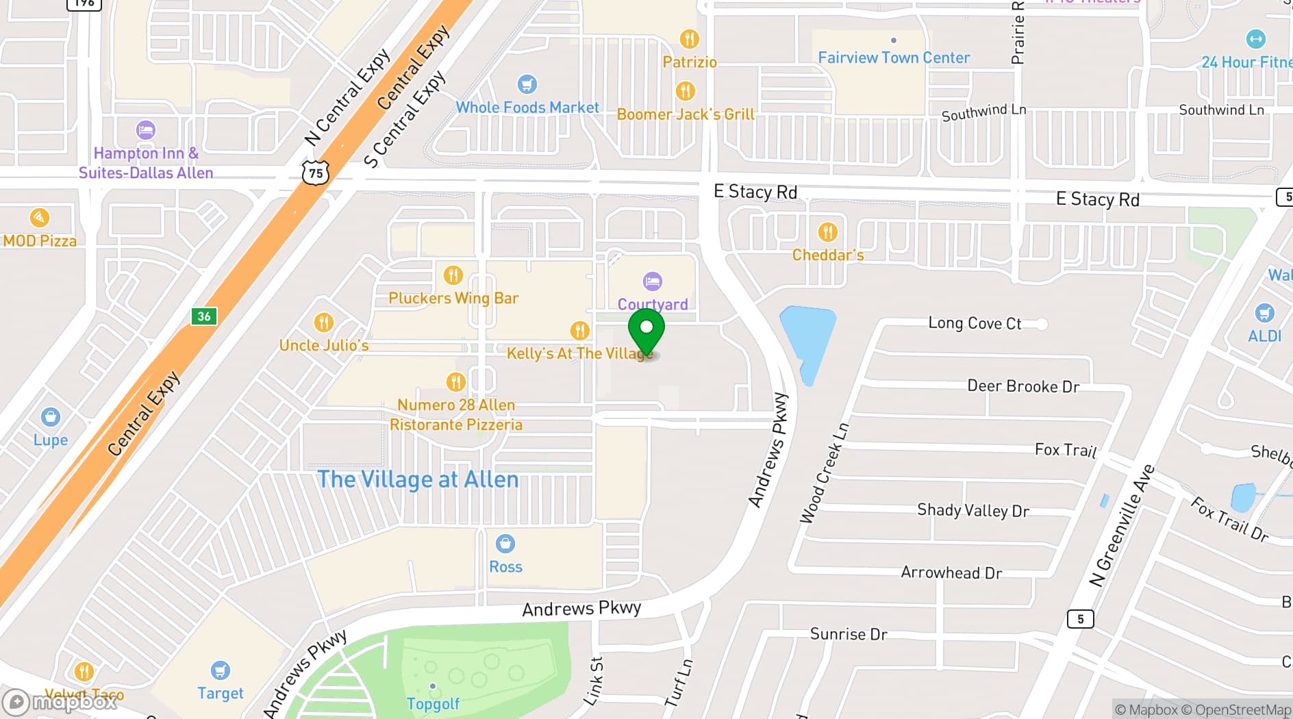 Map showing Credit Union of Texas Event Center