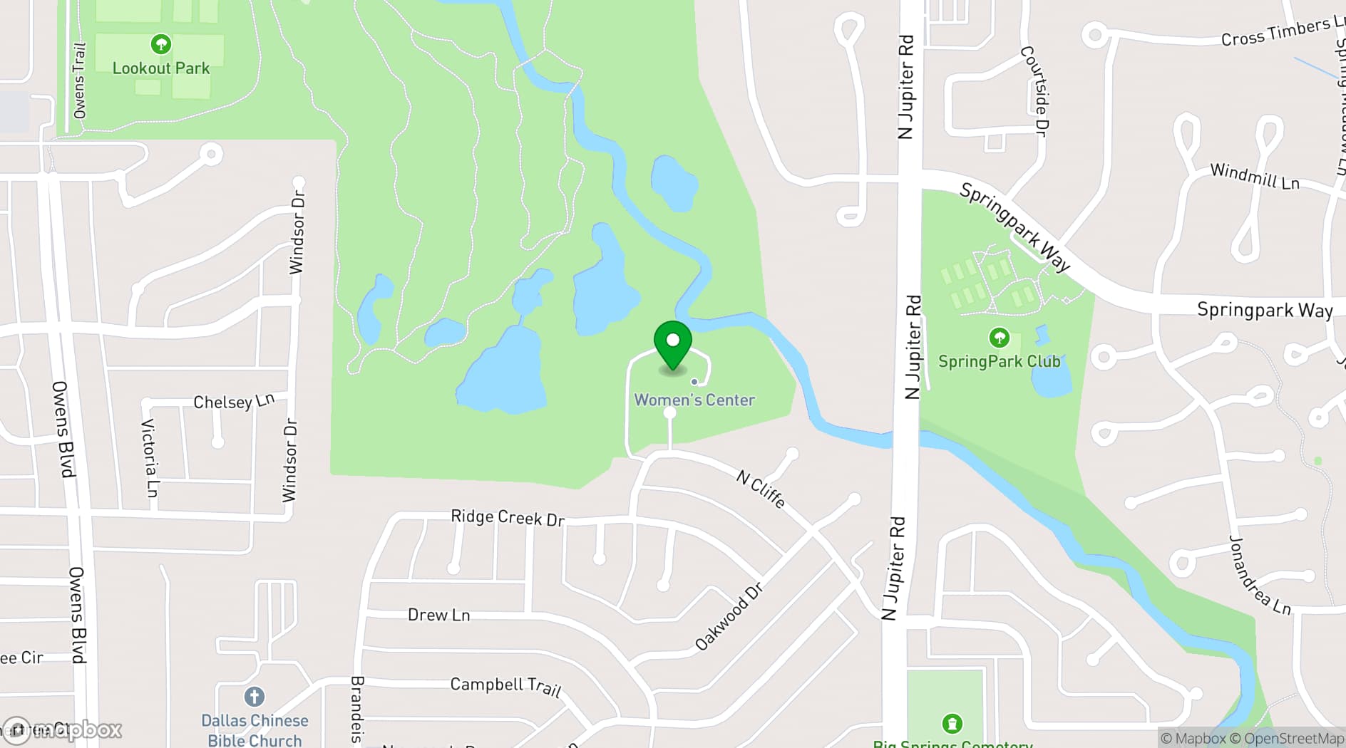 Map showing Richardson Woman's Club
