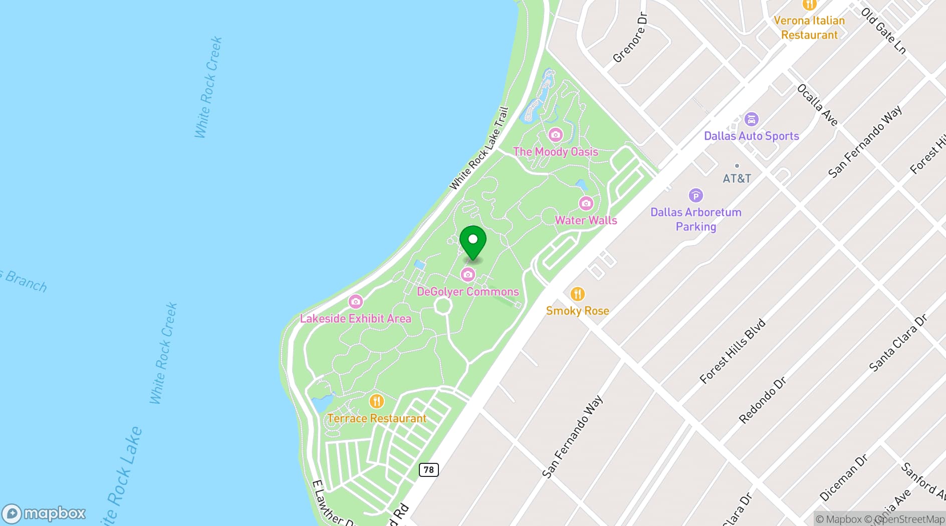 Map showing Dallas Arboretum and Botanical Garden