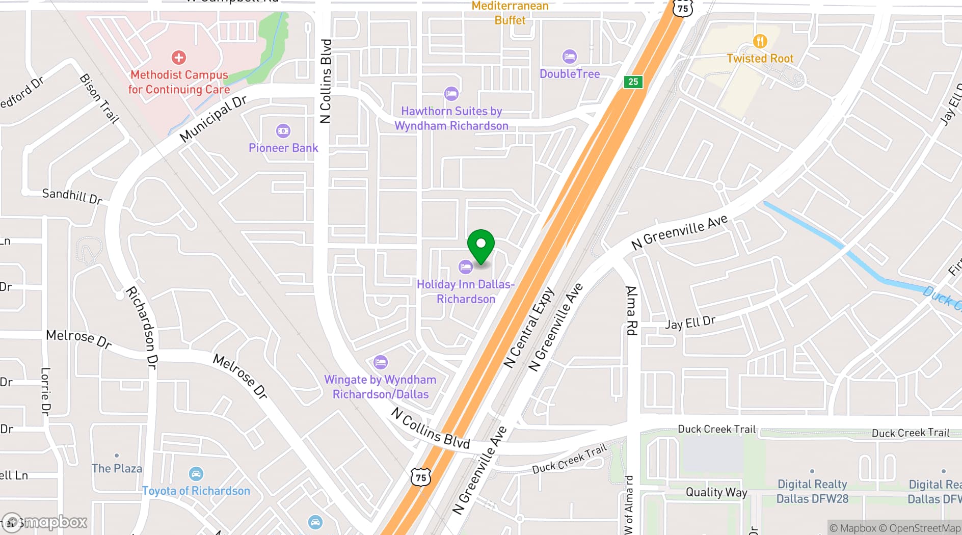 Map showing Holiday Inn Dallas-Richardson
