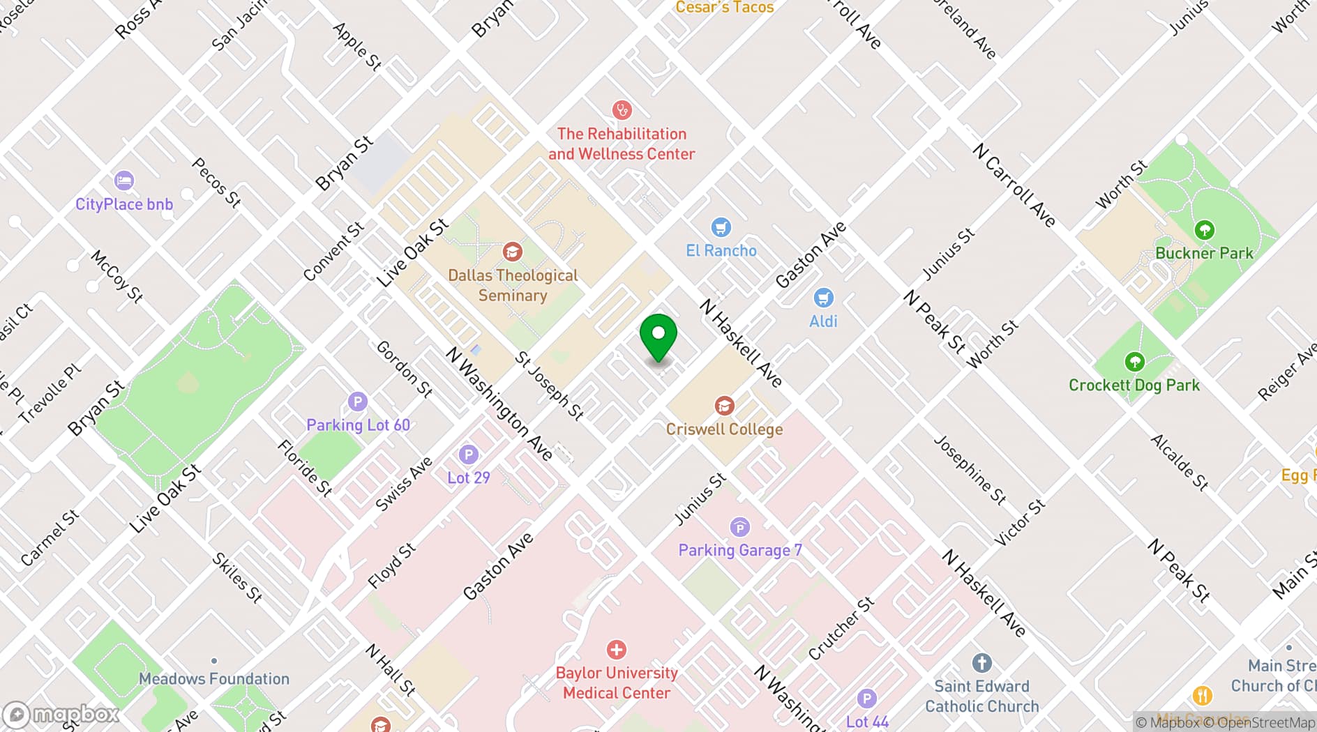 Map showing Element Dallas Downtown East