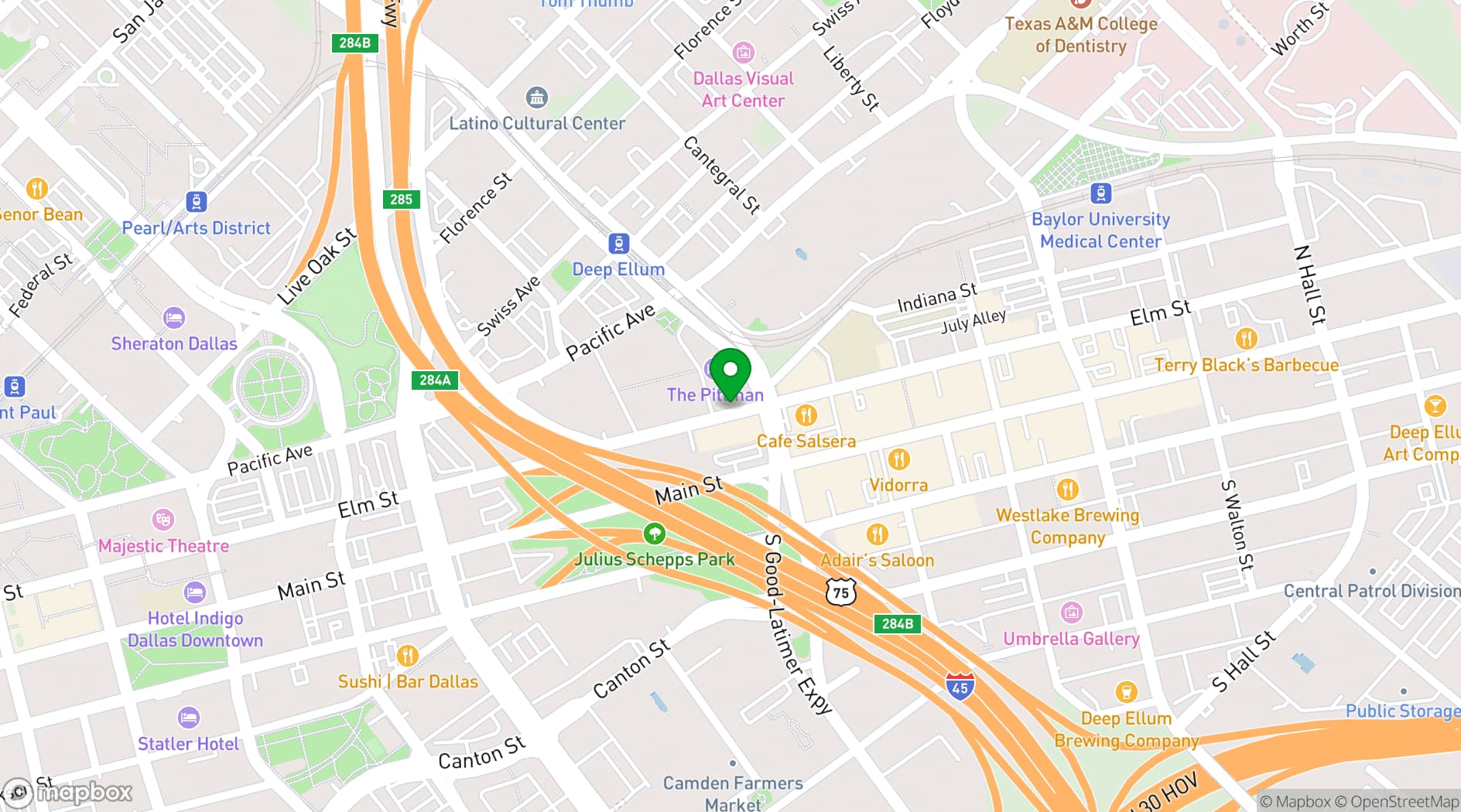 Map showing Kimpton Pittman Hotel