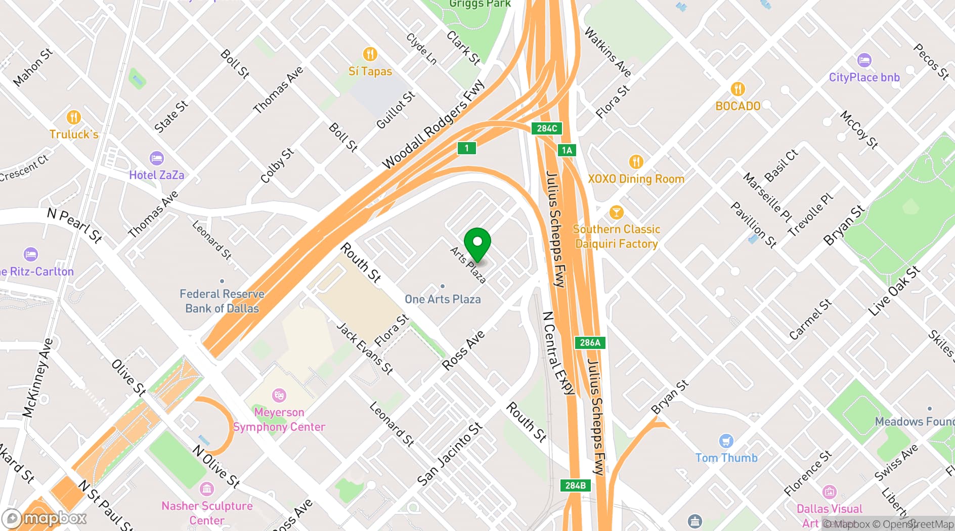 Map showing Dallas Black Dance Theatre