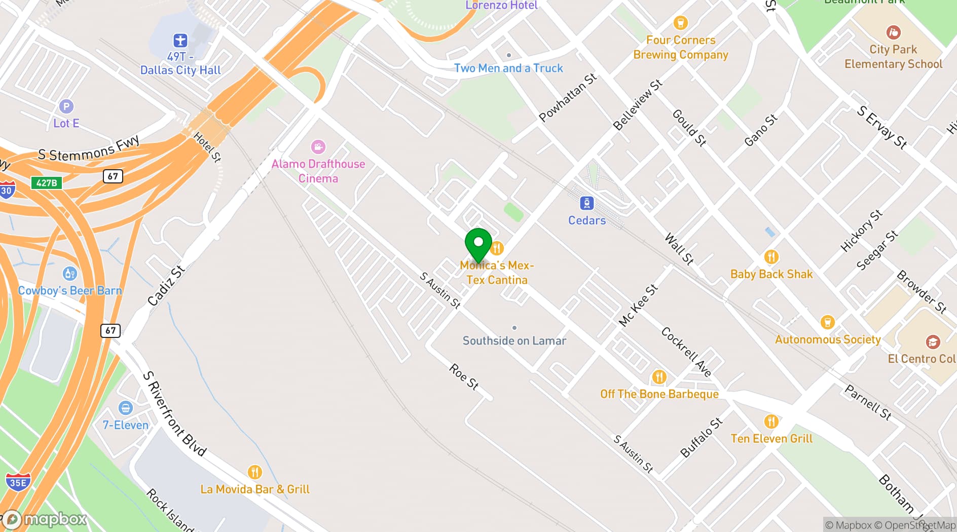 Map showing Canvas Dallas Hotel