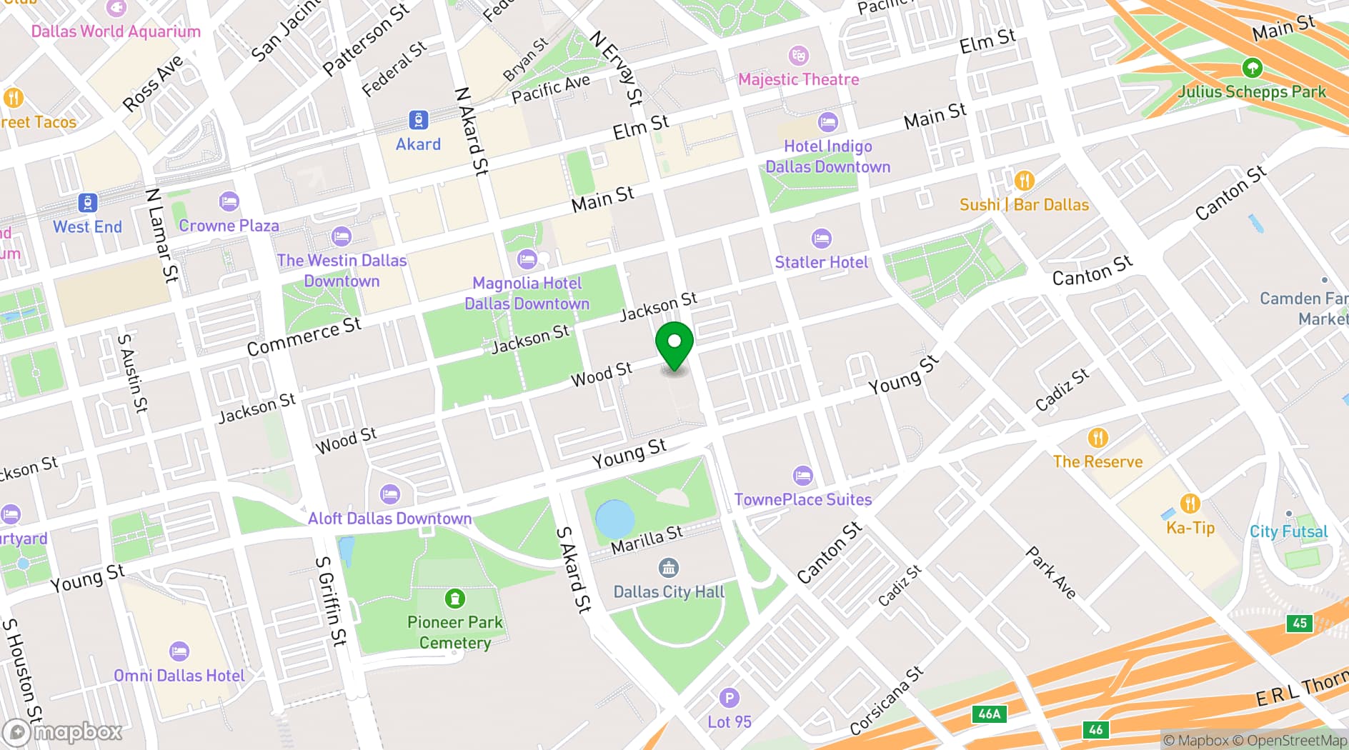 Map showing Dallas Public Library