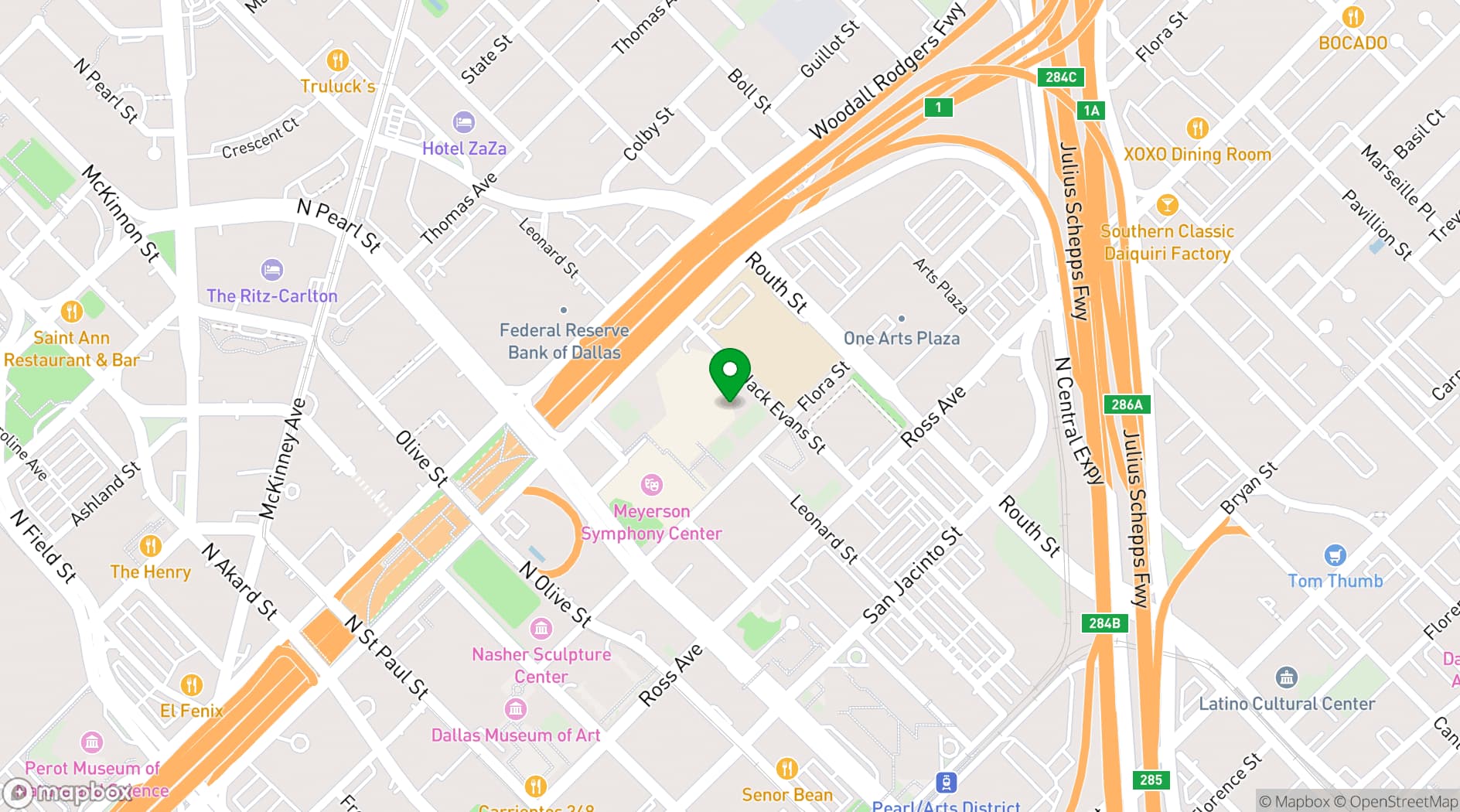 Map showing AT&T Performing Arts Center