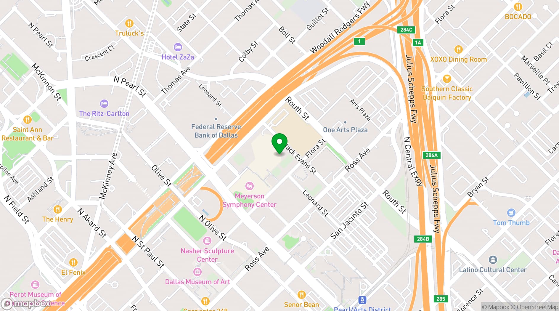 Map showing AT&T Performing Arts Center