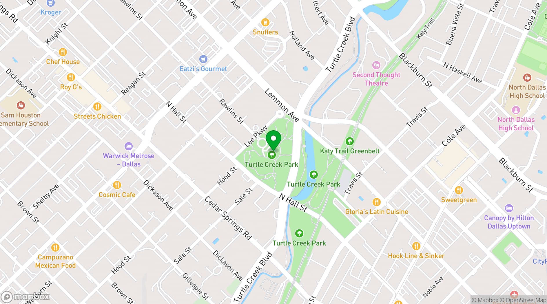 Map showing Arlington Hall at Turtle Creek Park