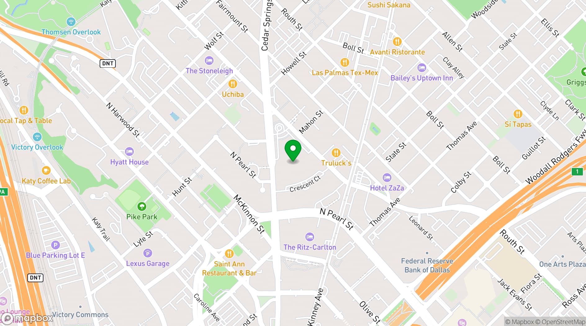 Map showing Hotel Crescent Court