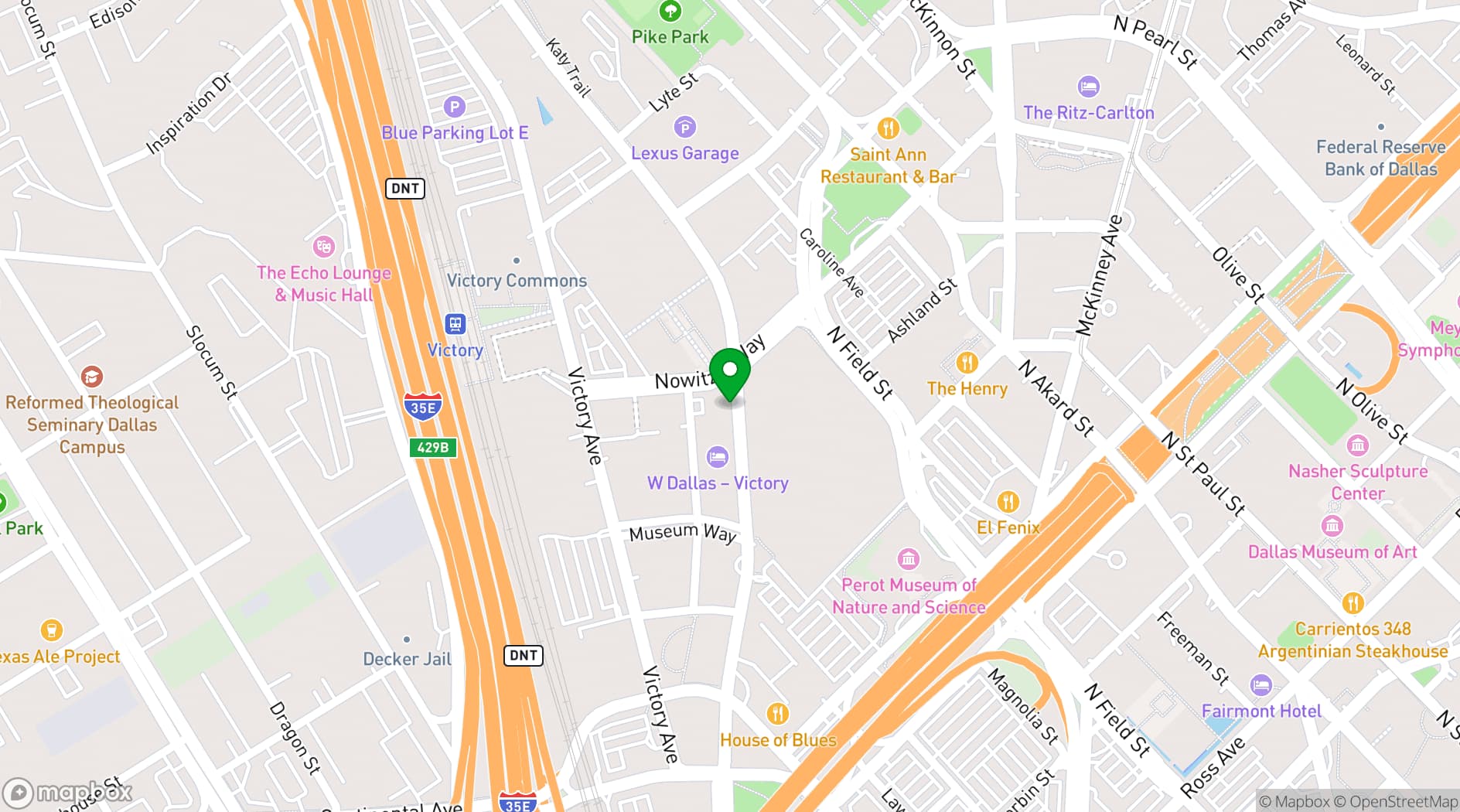 Map showing W Dallas