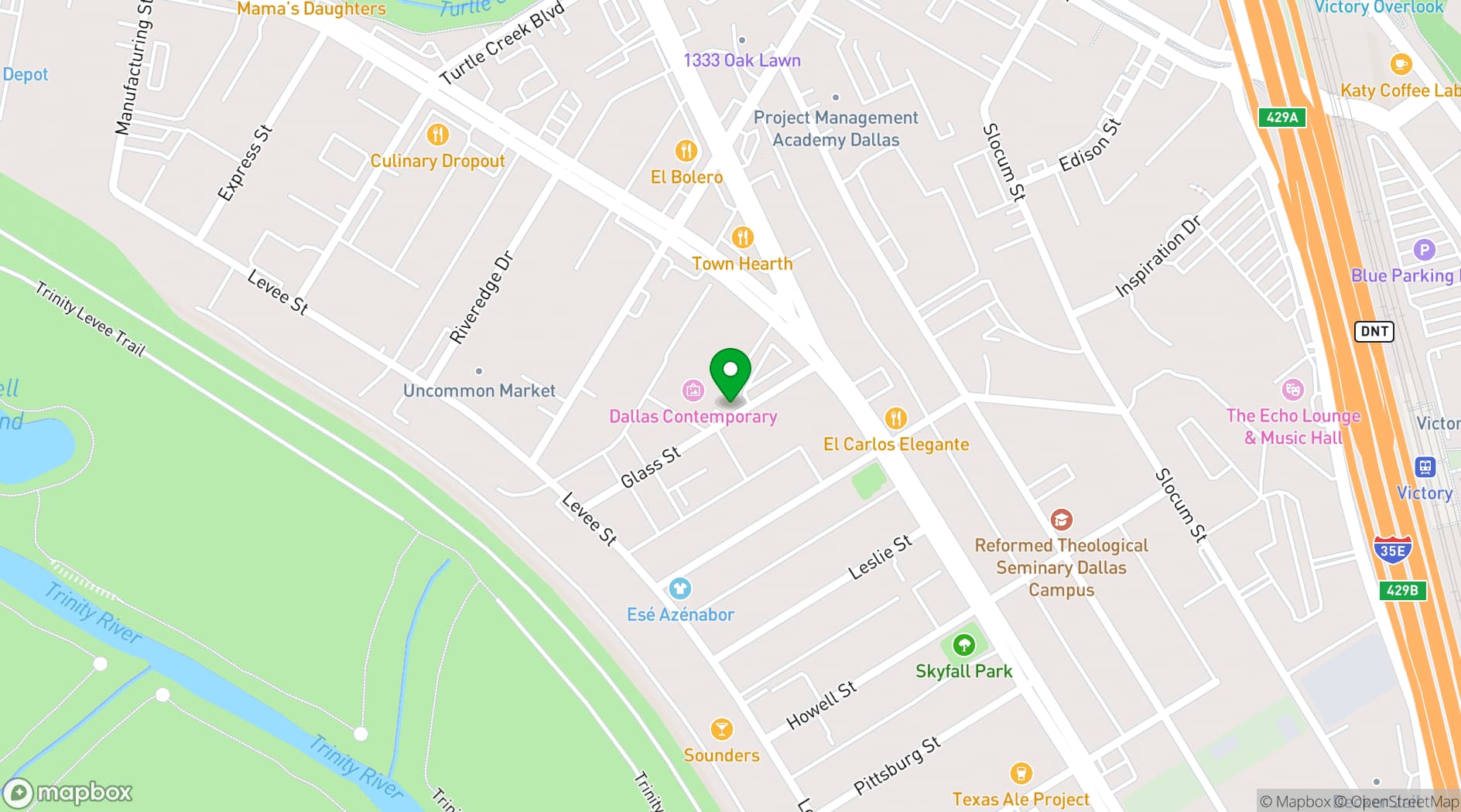 Map showing Dallas Contemporary