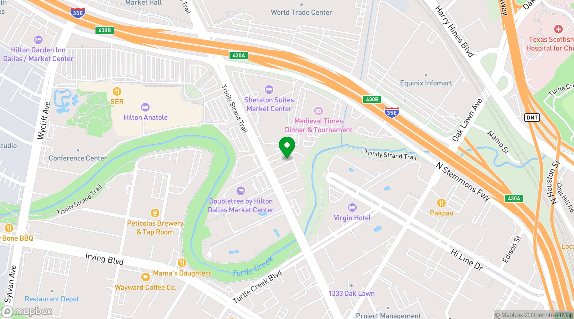Map showing Days Inn Market Center