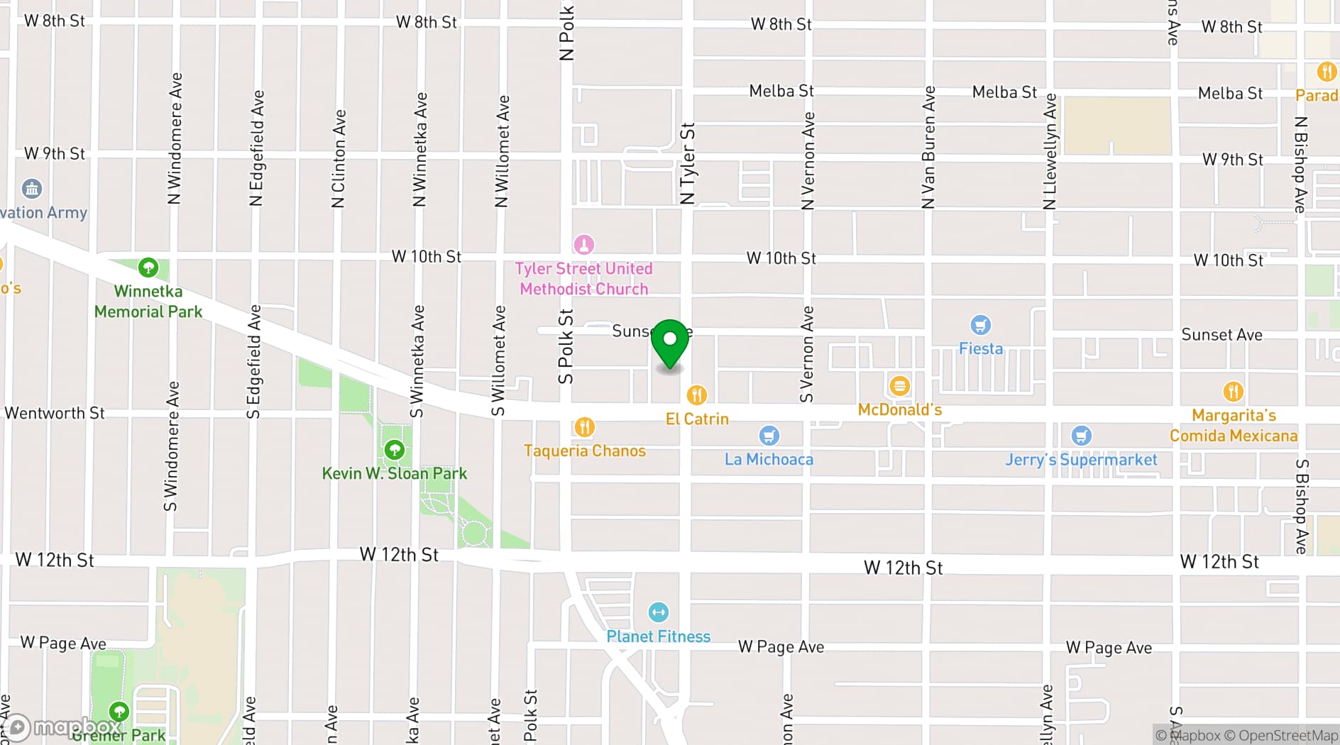 Map showing Bishop Arts Theatre Center