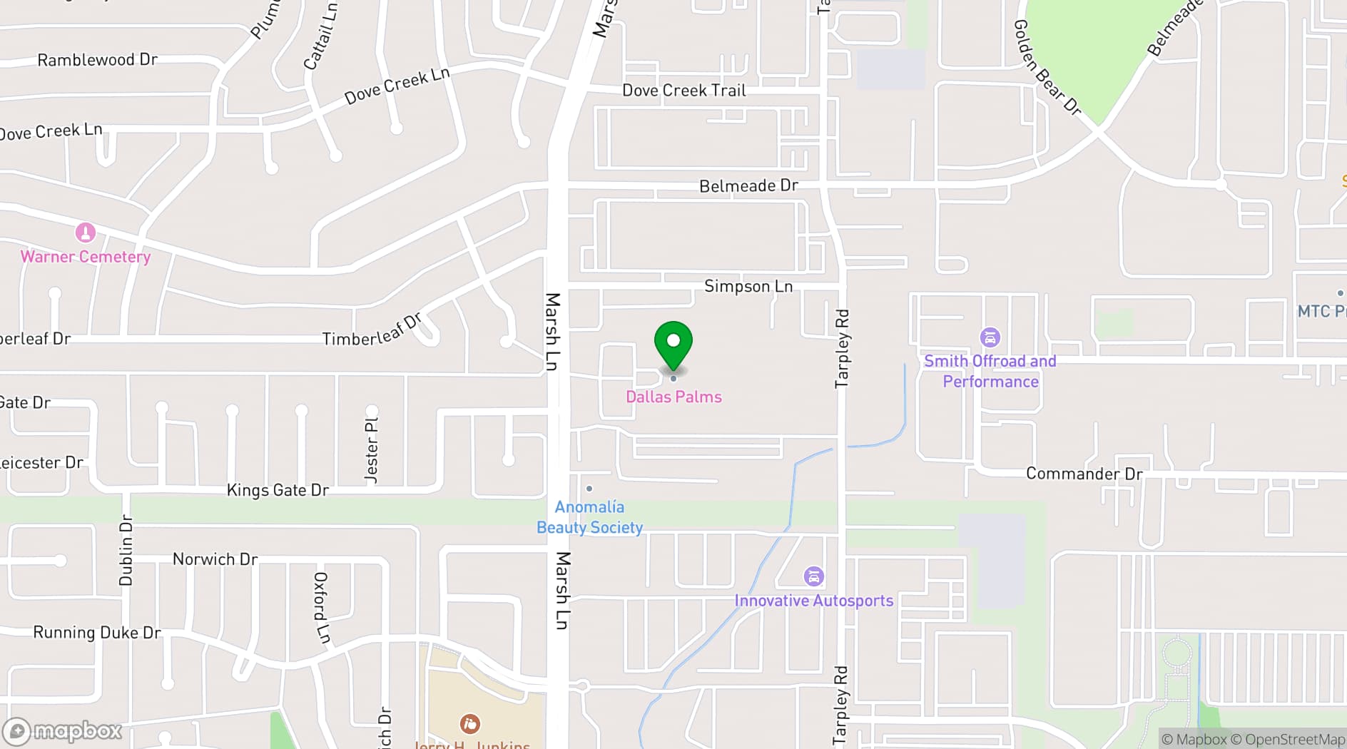 Map showing Dallas Palms Venue